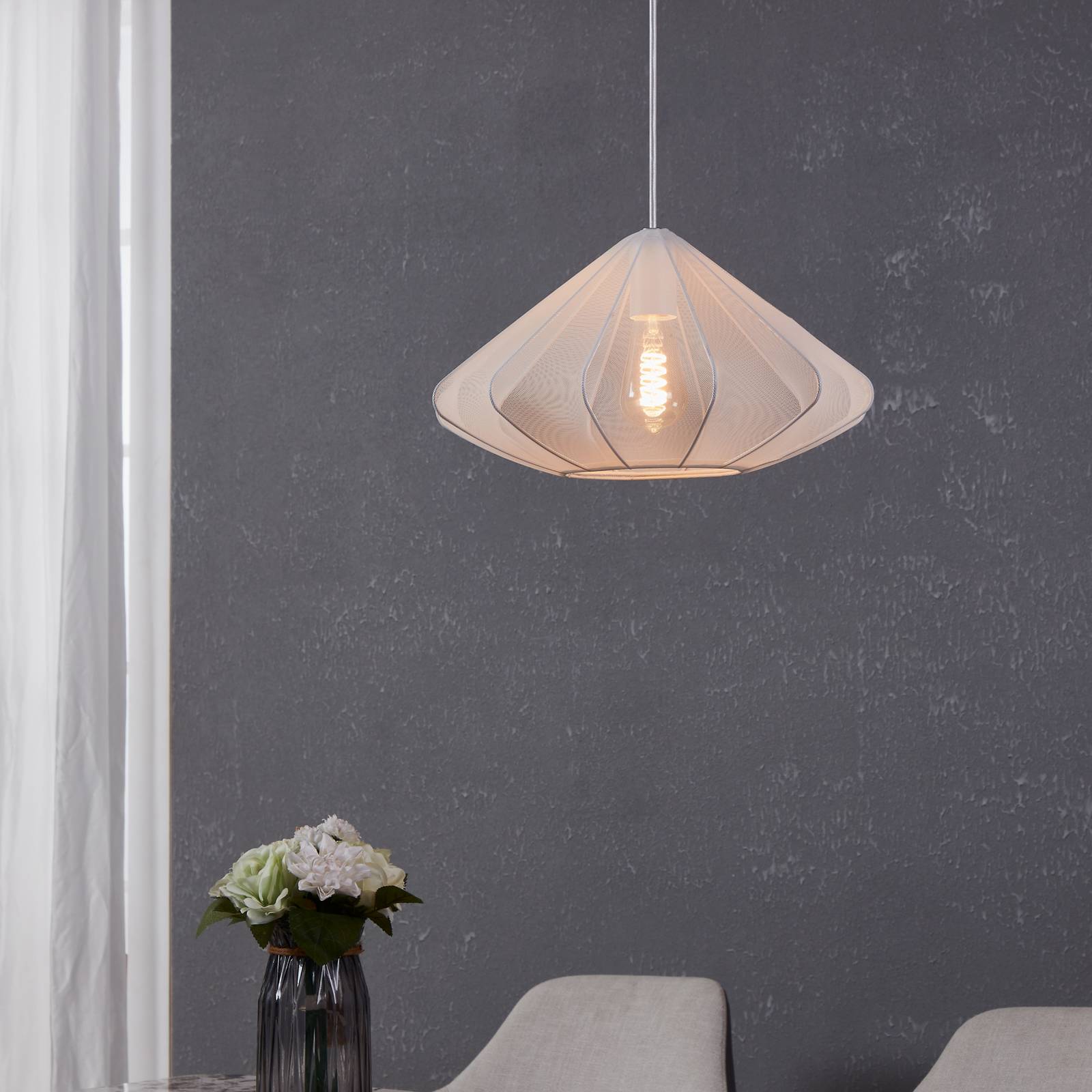 EGLO Hanglamp Dolwen, wit, Ø 42,5 cm, stof