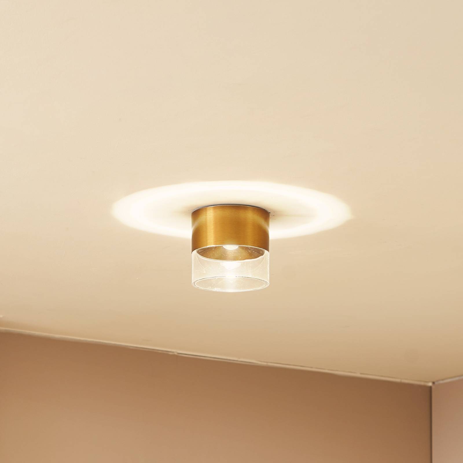 Lindby Plafonnier LED Dalila doré Ø 10 cm aluminium