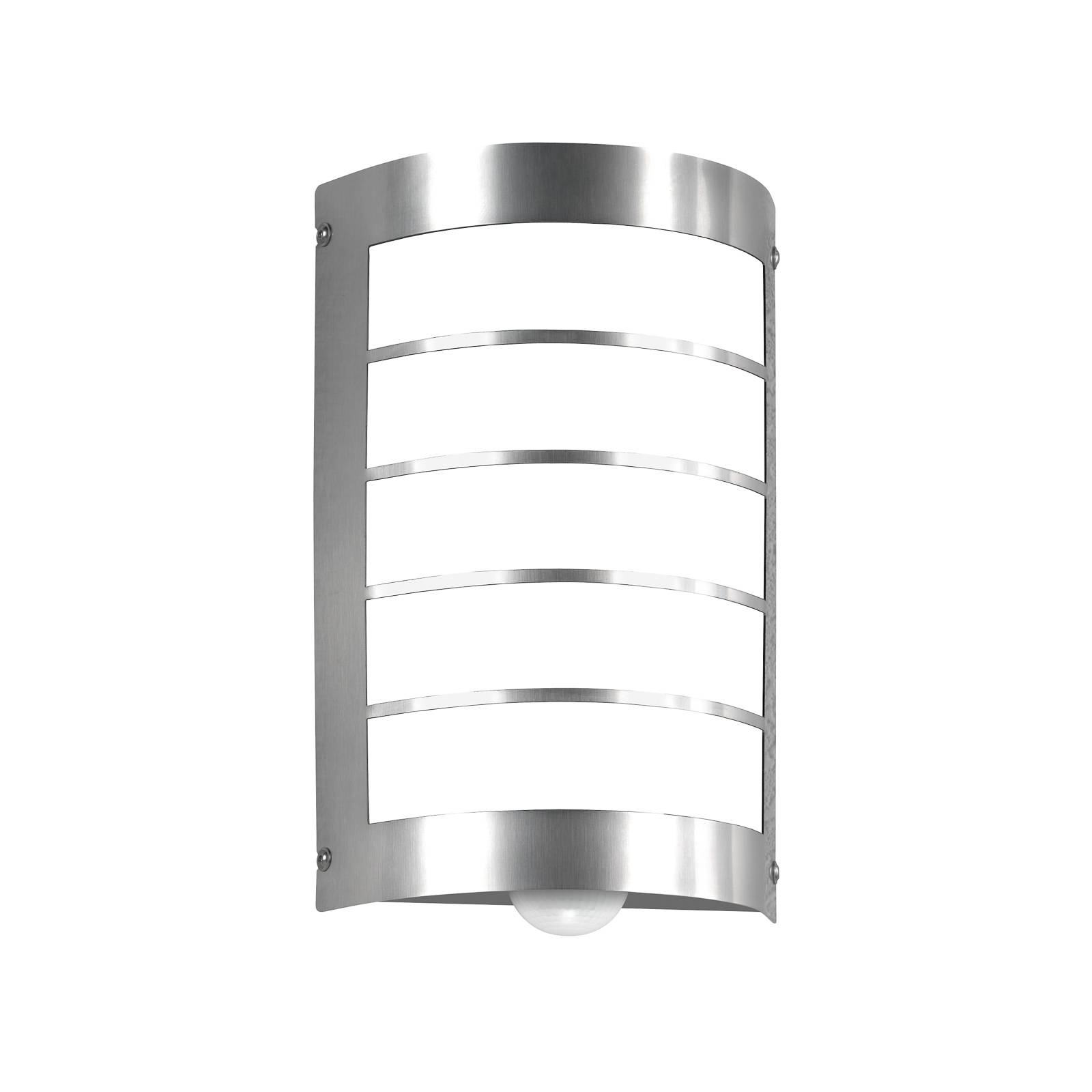 CMD Marco1 Modern Exterior Wall Lamp incl. Sensor, Stainless steel, glass, E27, 75 W, energy efficiency: A++, W: 18 cm, H: 28 cm