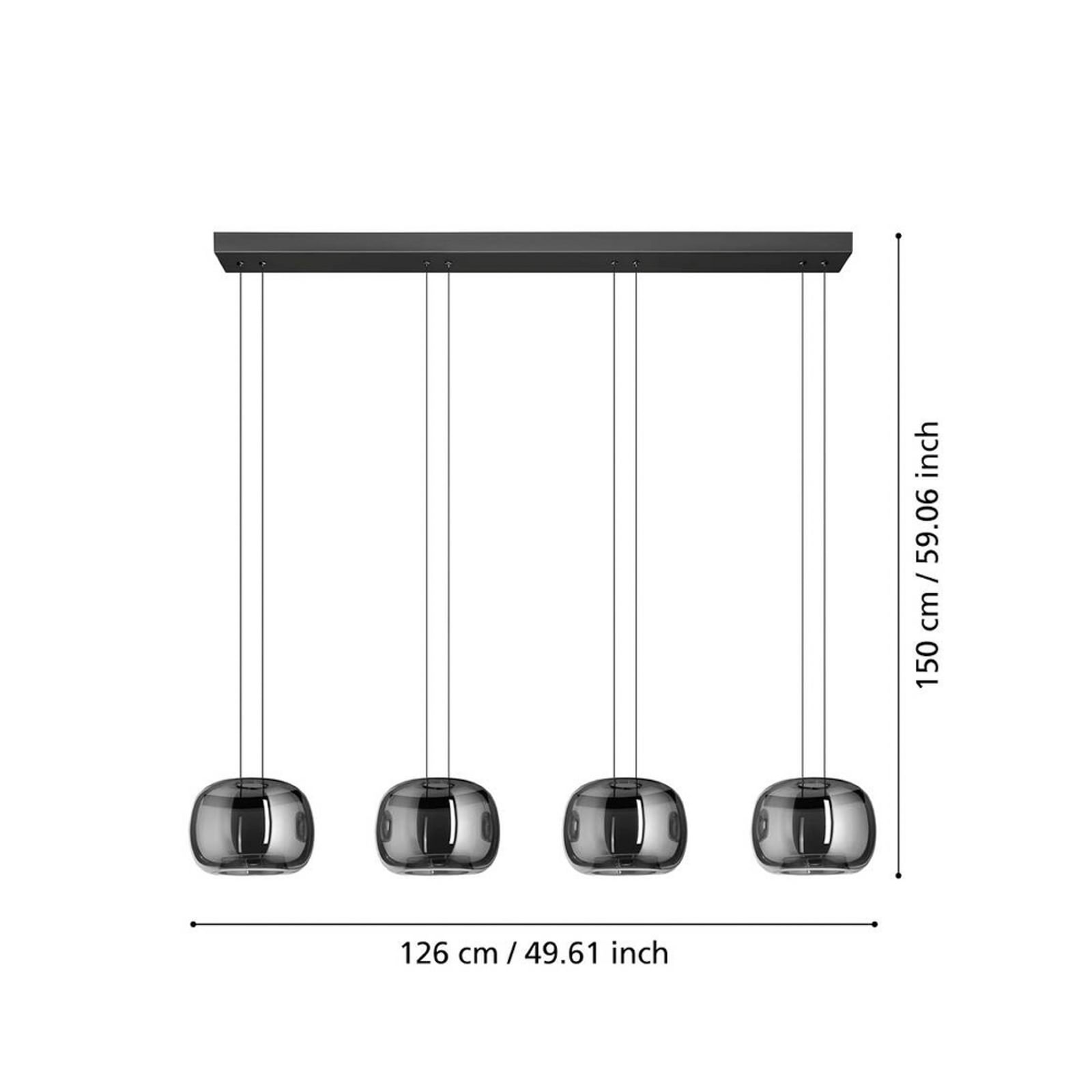 Lámpara colgante LED HORTUNAS de EGLO, longitud 126 cm, 4 luces, negra Lámpara colgante LED HORTUNAS de EGLO, longitud 126 cm, 4 luces, negra