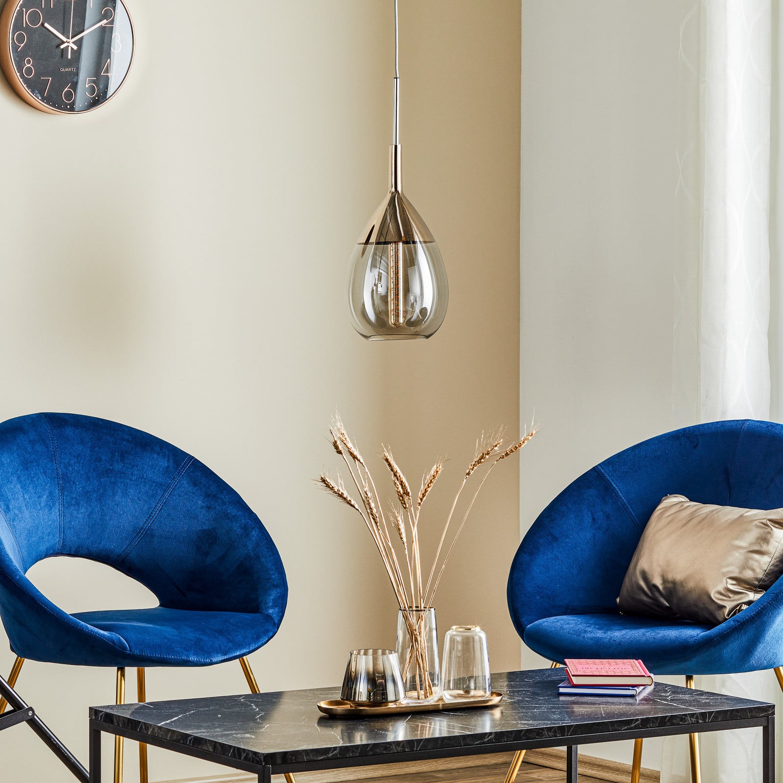 EBB & FLOW Lute lampă pendul Platin sticlă gri - Camera de zi / sufragerie - Scandinavă - platină gri