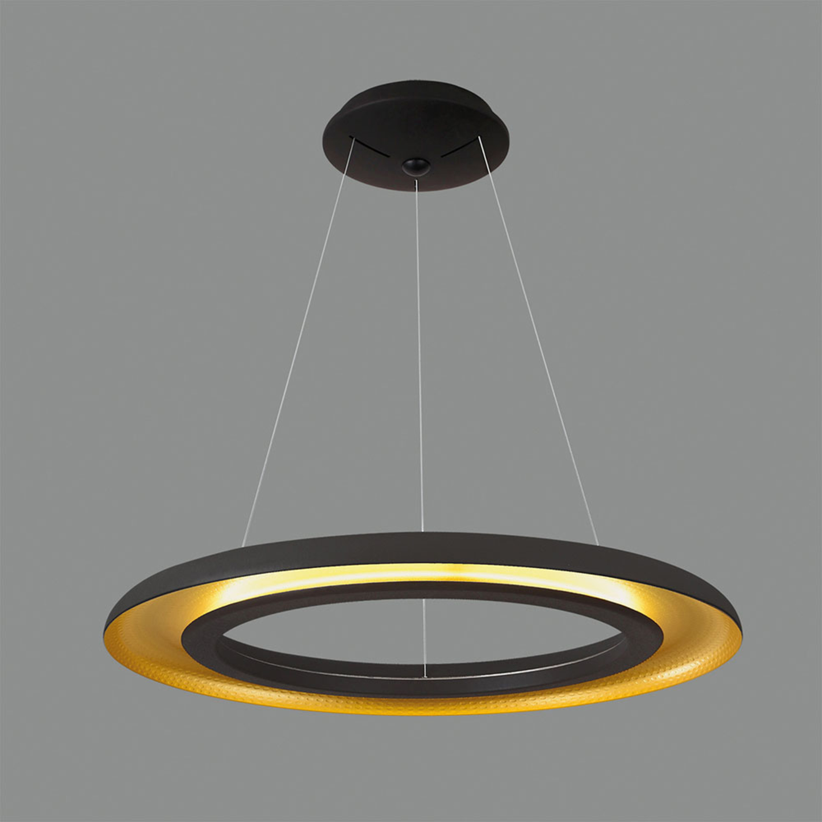 Shiitake LED pendant light, black / gold