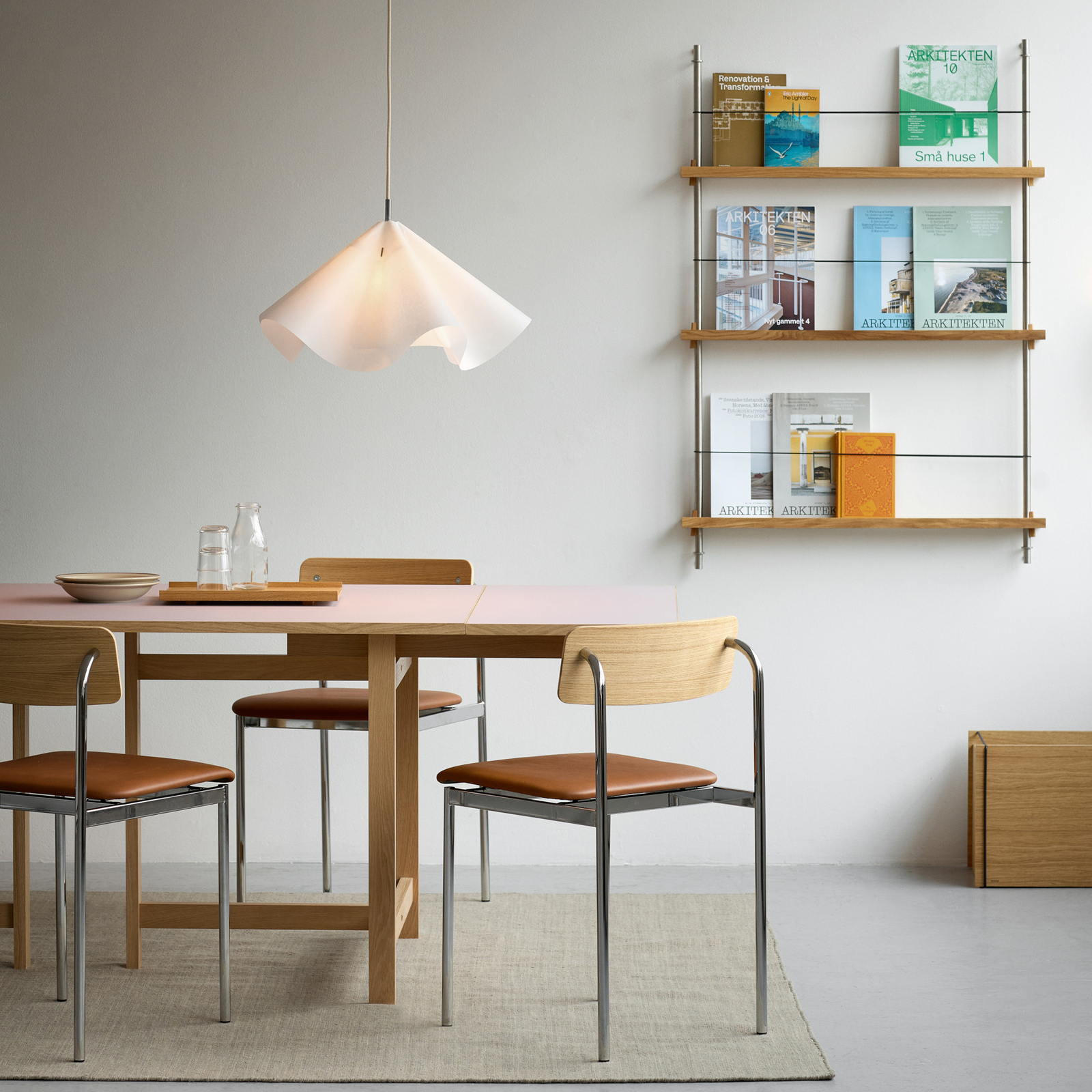 Suspension Sinuate, acier/blanc, Ø 60 cm, E27, papier - Moebe Suspension Sinuate, acier/blanc, Ø 60 cm, E27, papier - Moebe