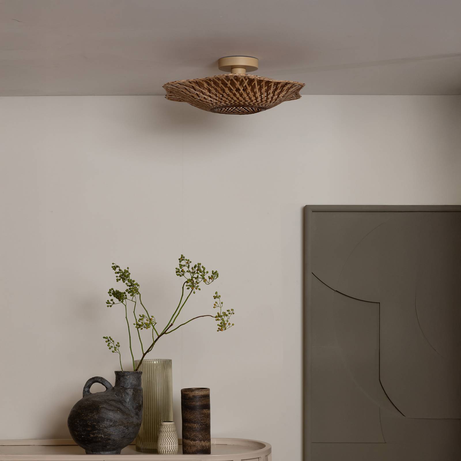GOOD & MOJO Lampa sufitowa Madura, Ø 44 cm, brązowa, bambus E27