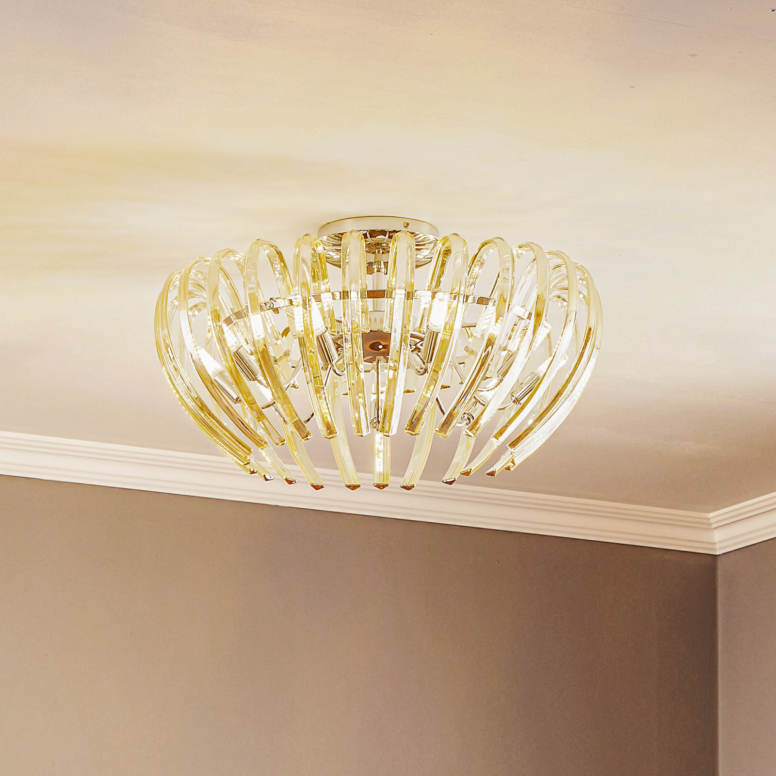 Schuller Valencia Ariadna plafonieră cristal crem - Camera de zi / sufragerie - modern - crom crem - Metal