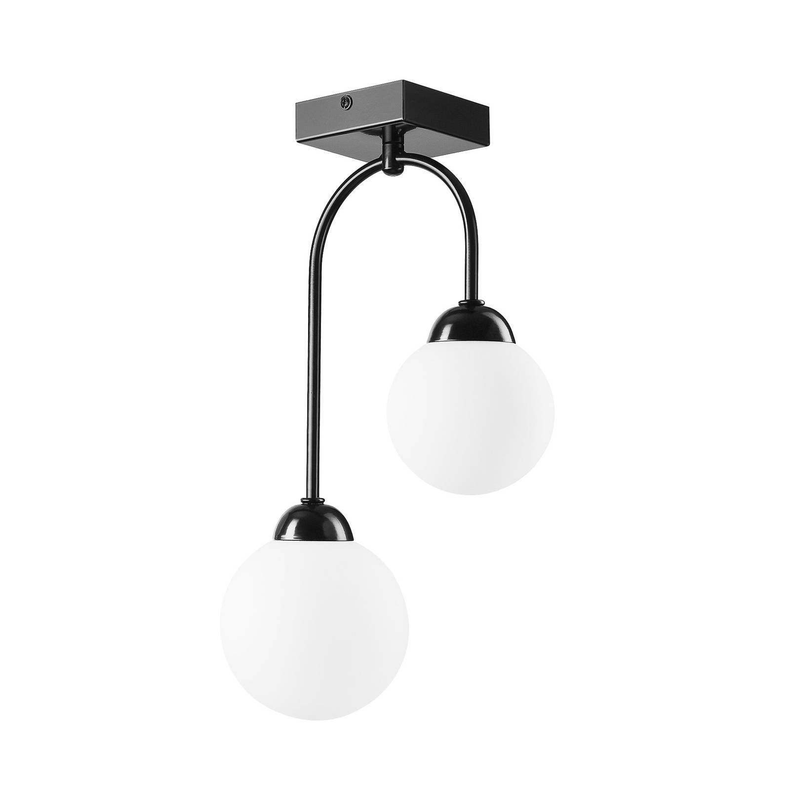 Lamkur Lighting Plafonnier Bandi noir/opale à 2 lampes E27