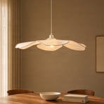 Żyrandol Lindby Marjorie, biały, motyw kwiatowy, len, Ø 78 cm