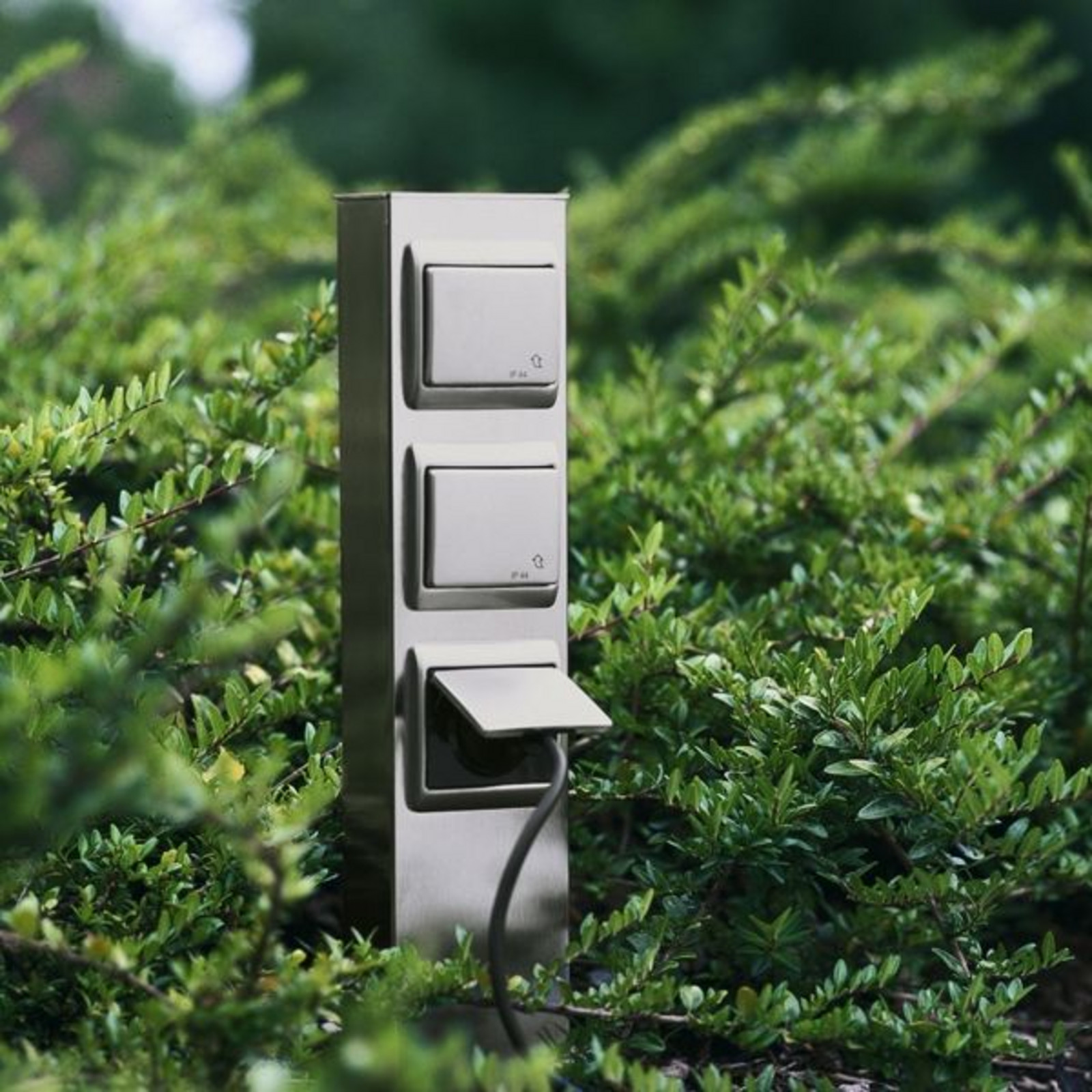 Albert Leuchten colonă cu 3 prize oțel inoxidabil - gri - Metal