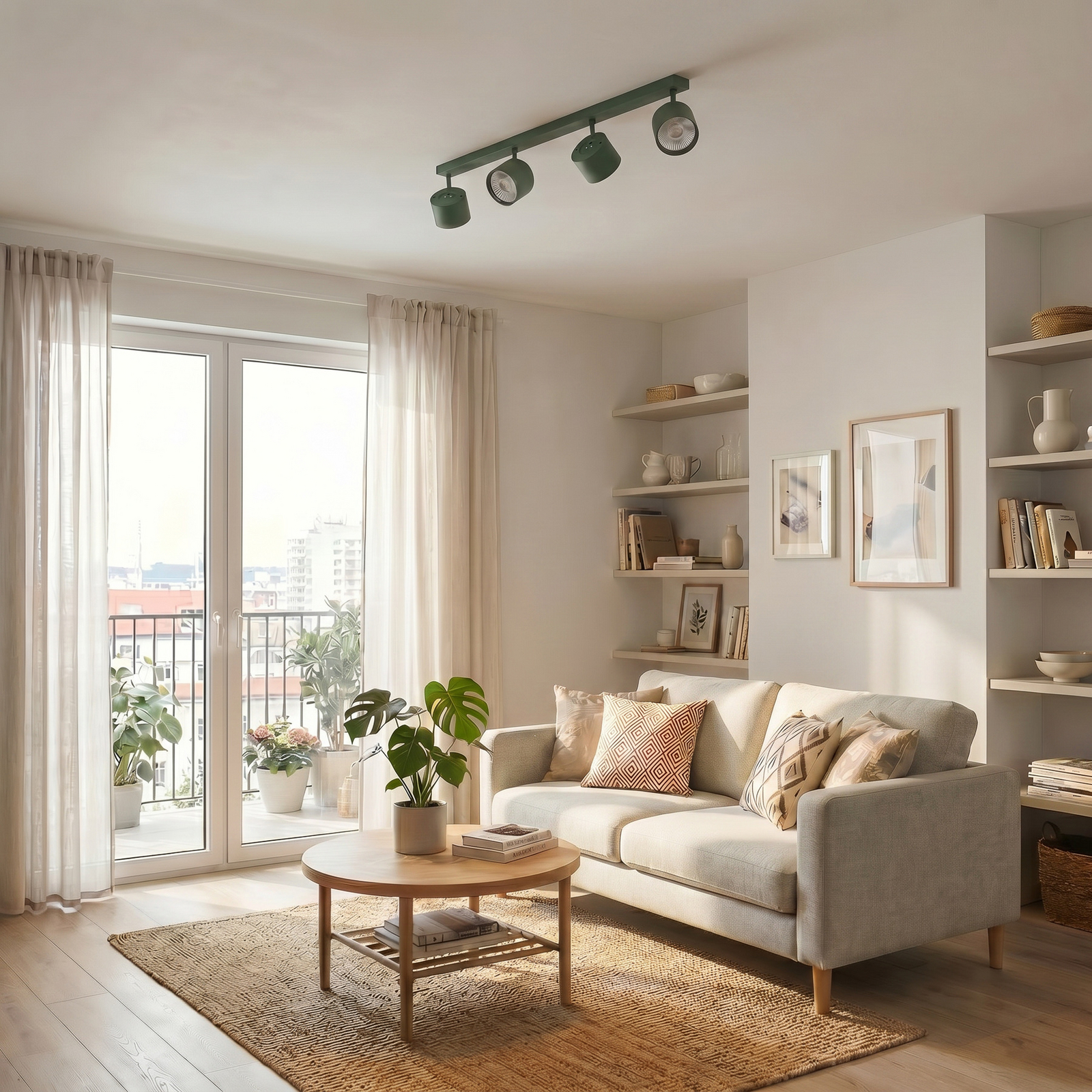 Spot de tavan Chloe, verde, cu 4 becuri, reglabil