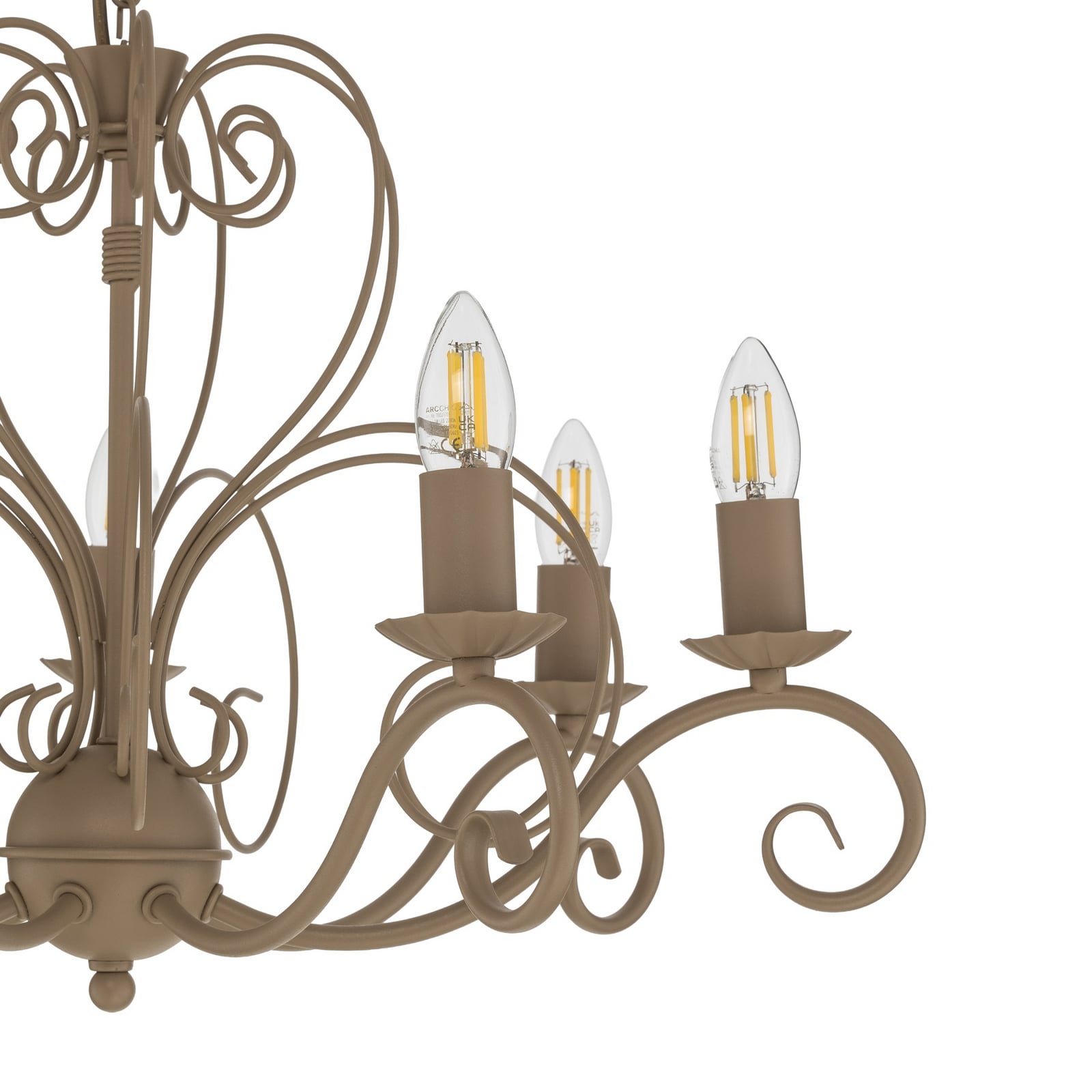 Lámpara de araña Mauro, beige, 7 luces, Ø 62 cm, metal, E14 Lámpara de araña Mauro, beige, 7 luces, Ø 62 cm, metal, E14