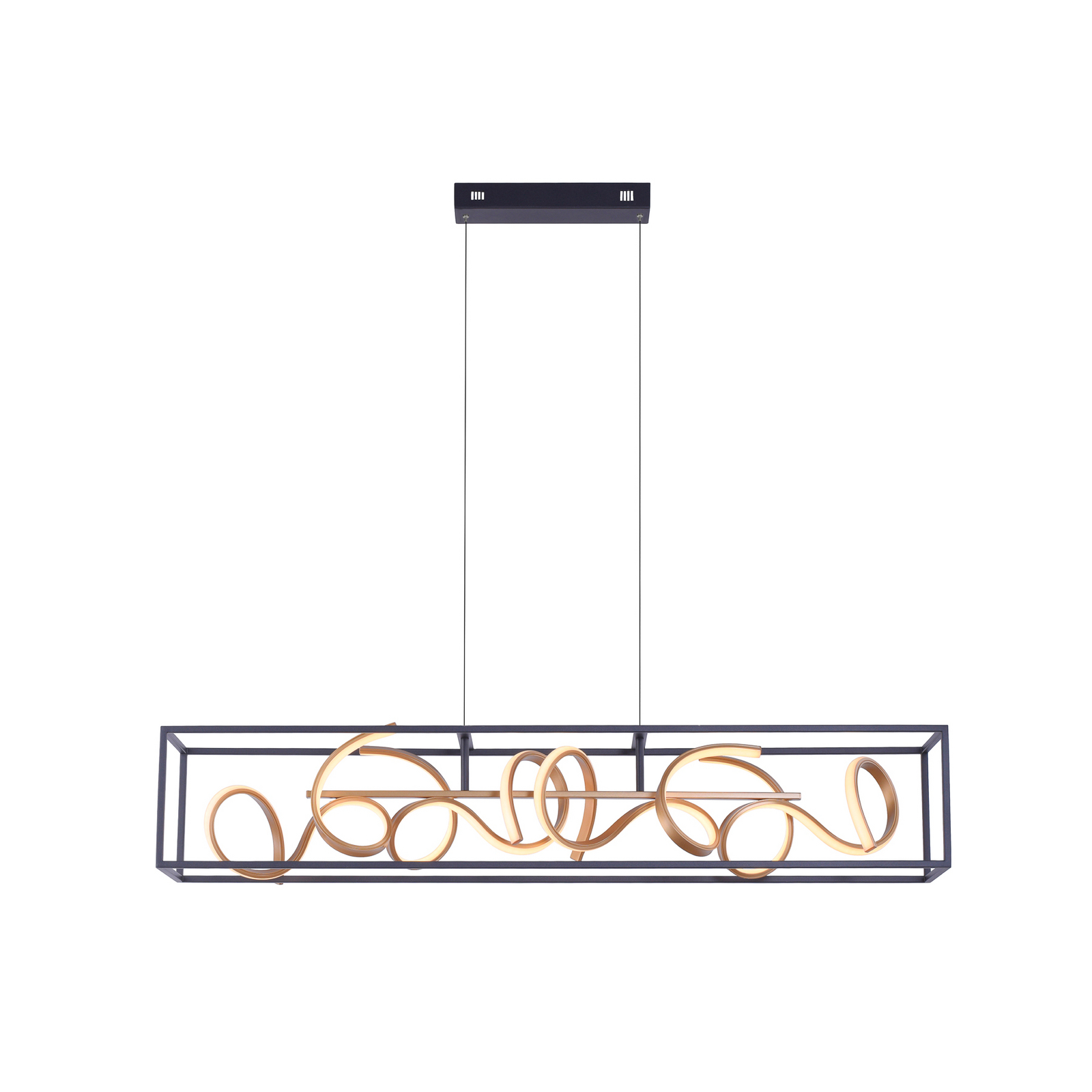 LED pakabinamas šviestuvas „SELINA“, juodos ir auksinės spalvos, ilgis 110 cm, LED pakabinamas šviestuvas „SELINA“, juodos ir auksinės spalvos, ilgis 110 cm,