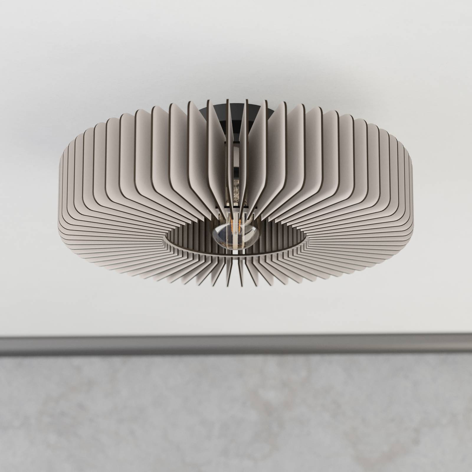 Deckenlampe Palombaia, weiß, Ø 50 cm, Stahl/Holz, E27 günstig online kaufen