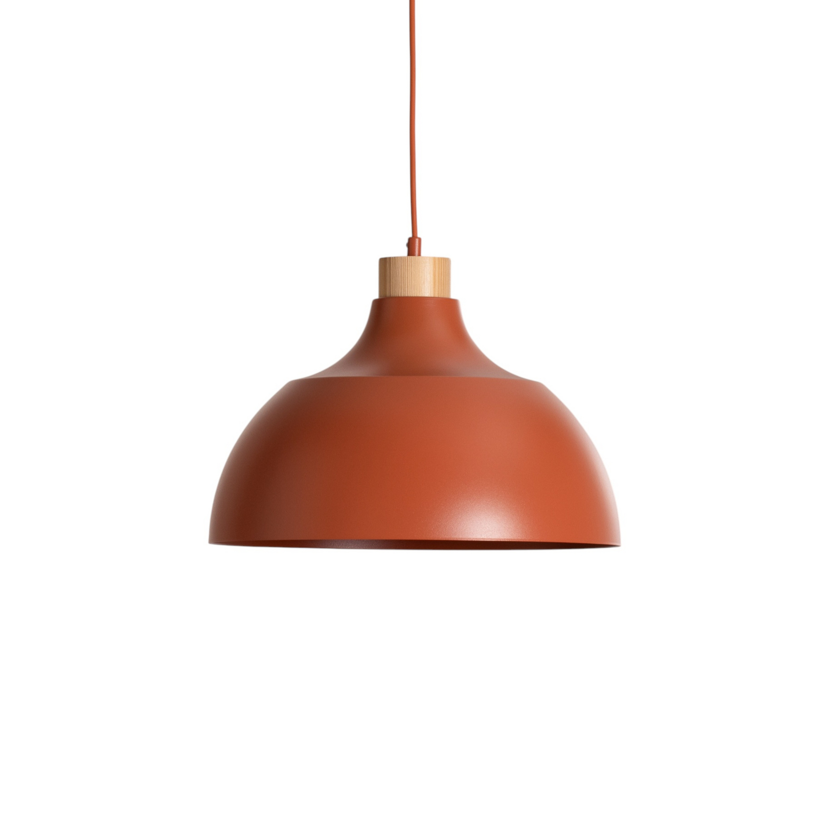 Envostar Suspension Kaitt, détail en bois, Ø 34 cm, rouge brique