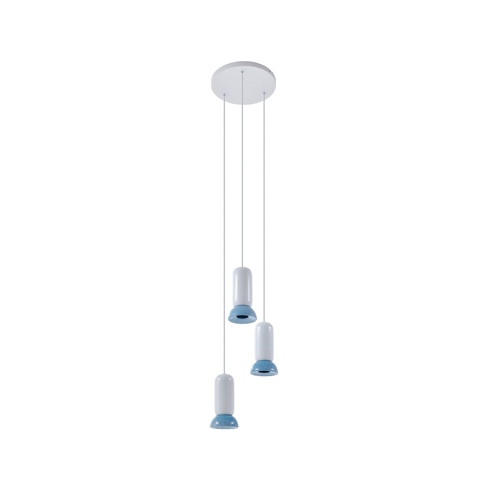 Lindby pendant light Kerimi, cream/blue, 3-bulb, round