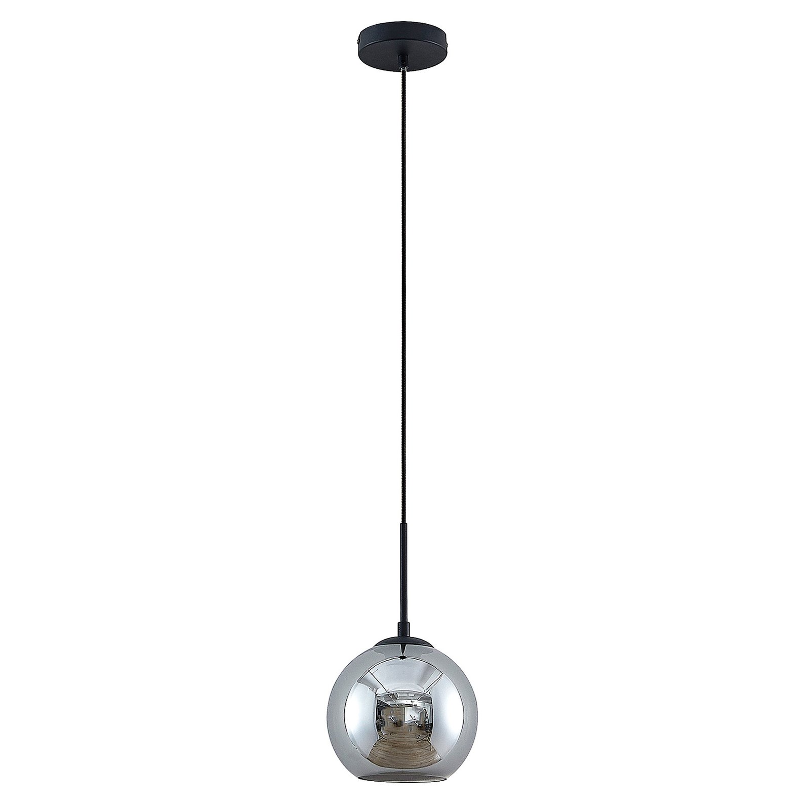 Lindby Jurian hanglamp rookglas zwart 1-lamp