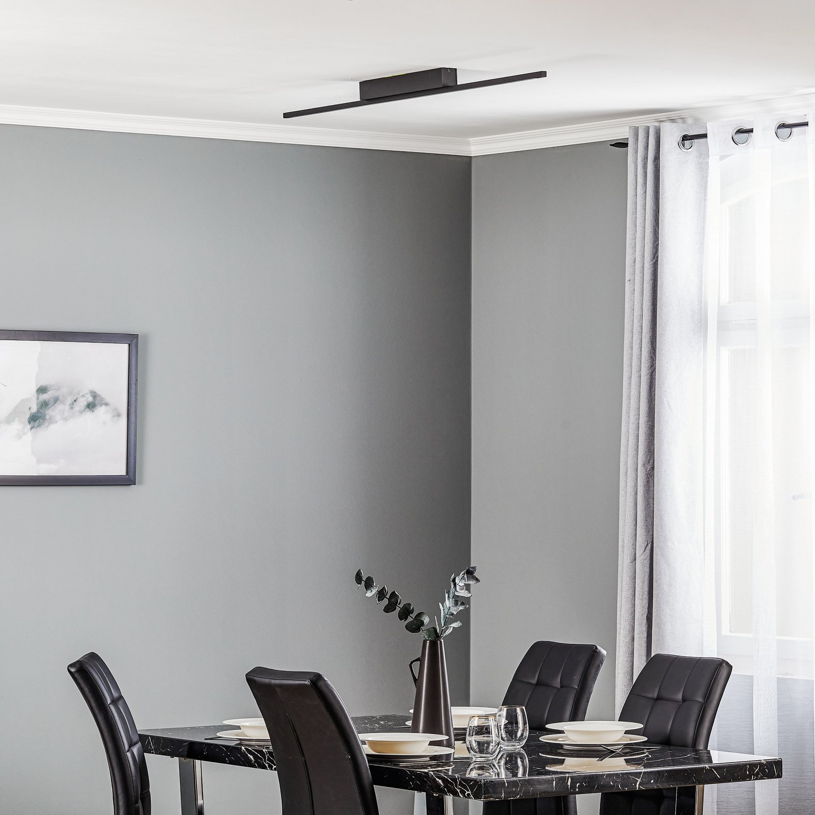 Quitani LED φωτιστικό οροφής Tolu, μαύρο, 118 cm