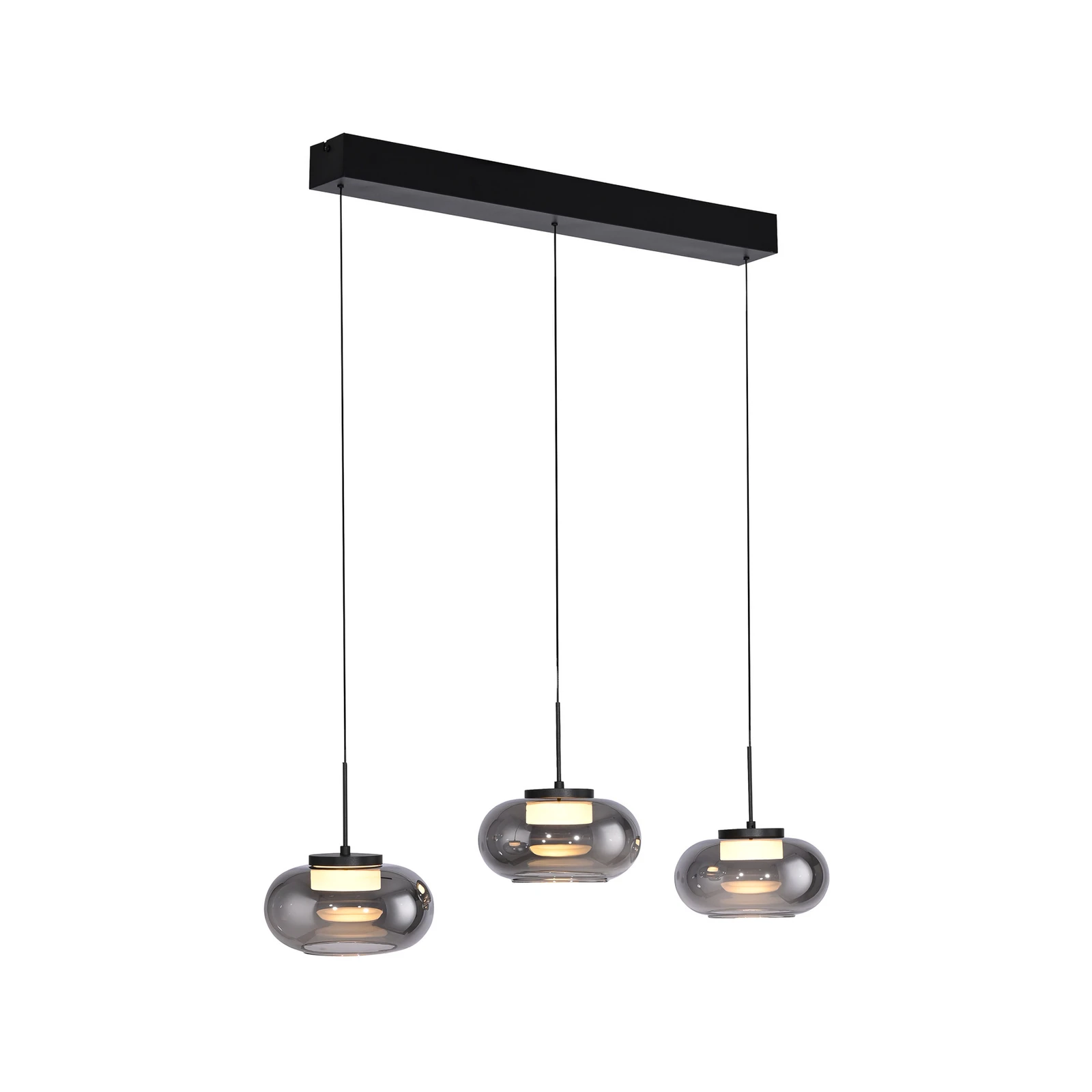 SCHÖNER WOHNEN suspension LED Sia, à 3 lampes, gris fumé, 3 000 K