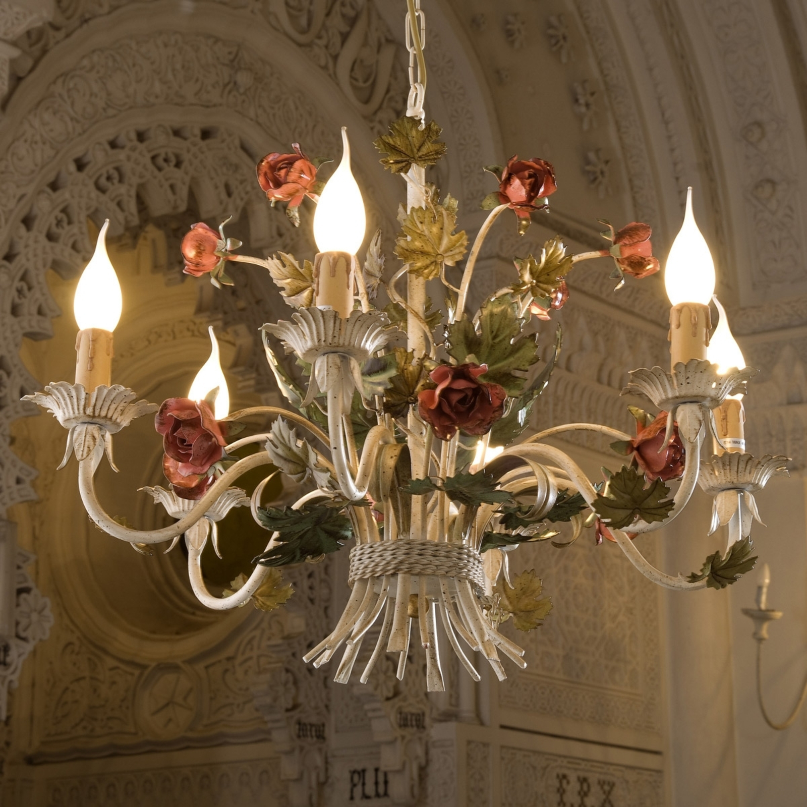 ANCONA noble chandelier with roses