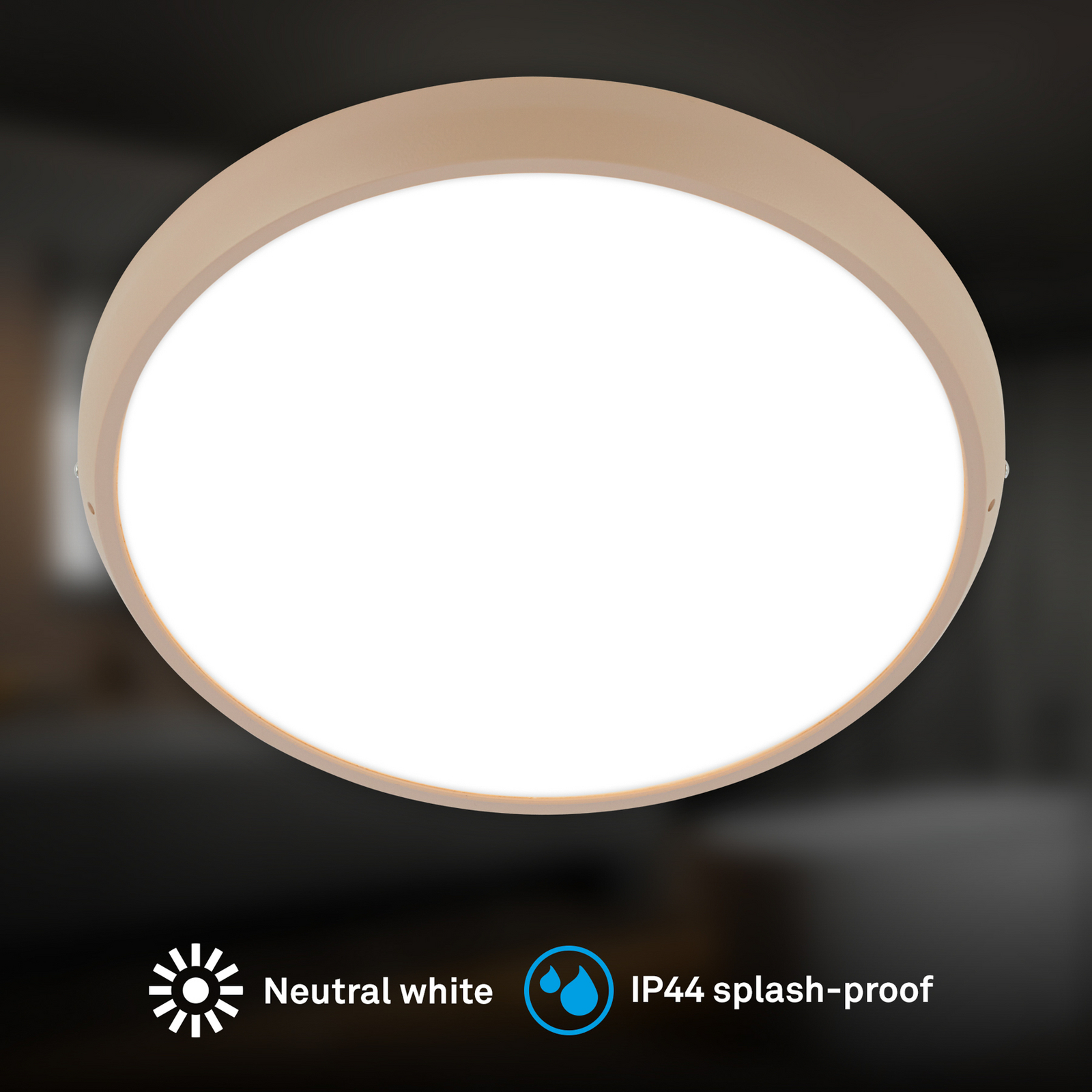Lampa sufitowa LED Navaro, beżowo-biała, Ø 38 cm, 4 000 K Lampa sufitowa LED Navaro, beżowo-biała, Ø 38 cm, 4 000 K