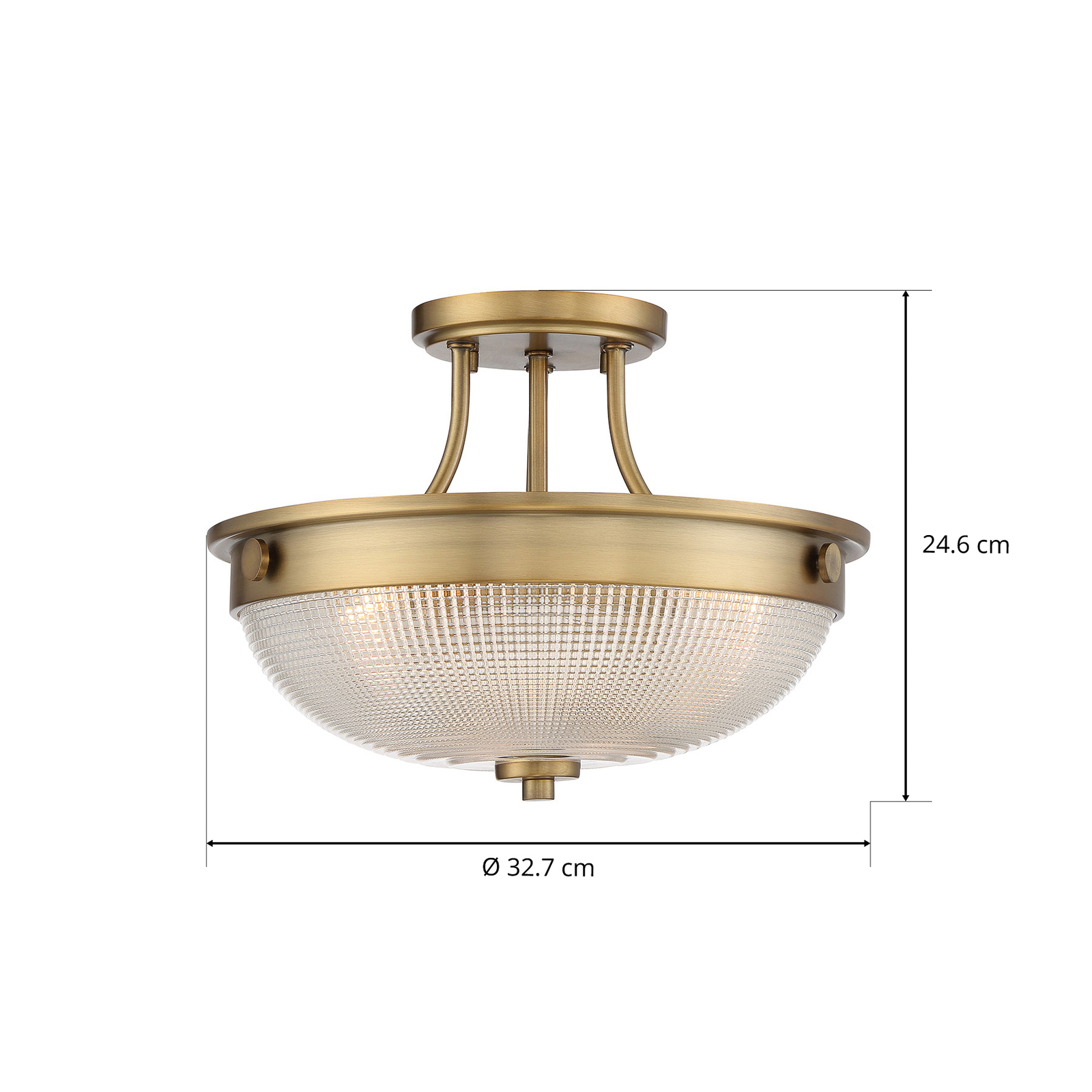 Plafondlamp Mantle met glazen diffusor, oudmessing