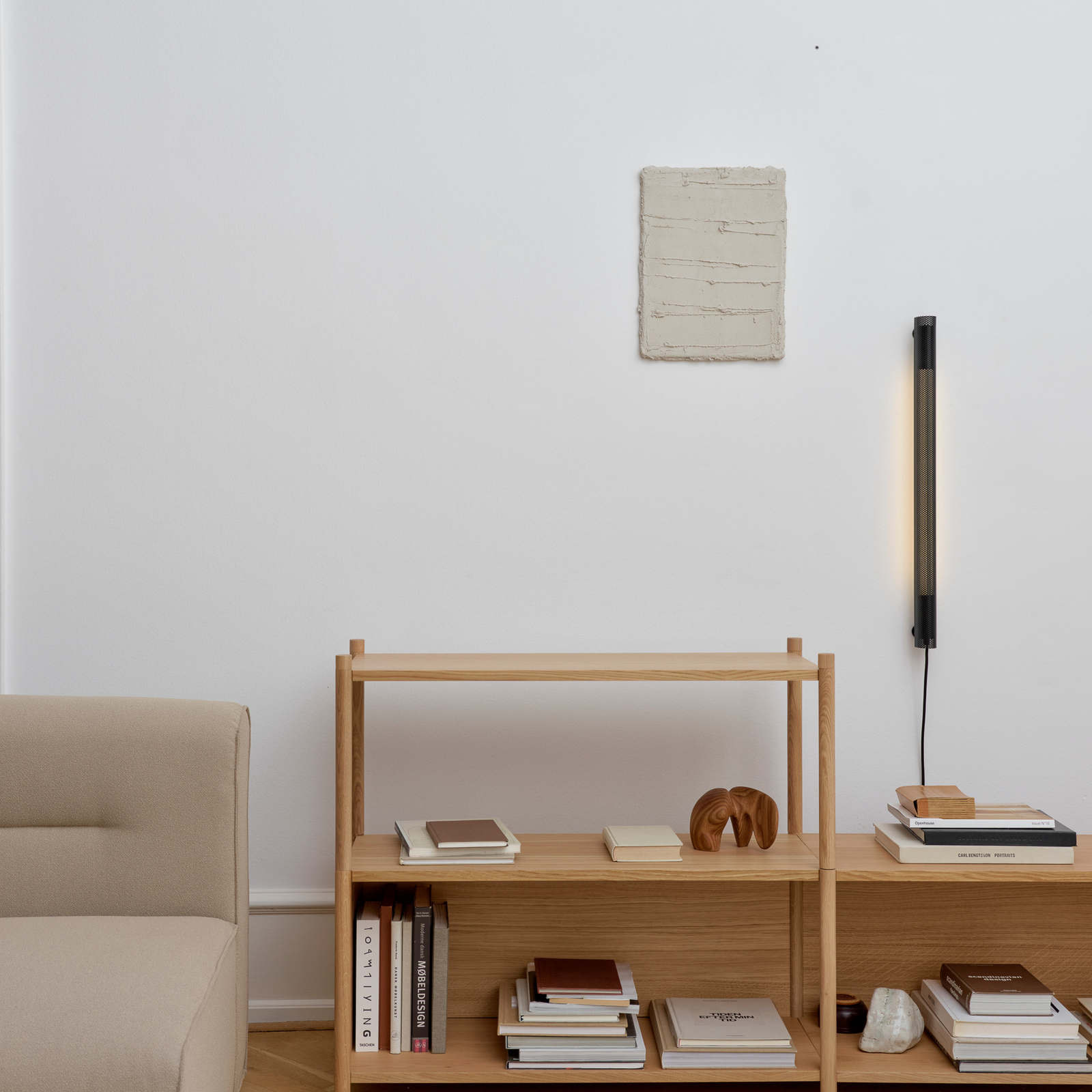 Applique murale Radent, noire, fiche, H 70 cm, G13 - GEJST