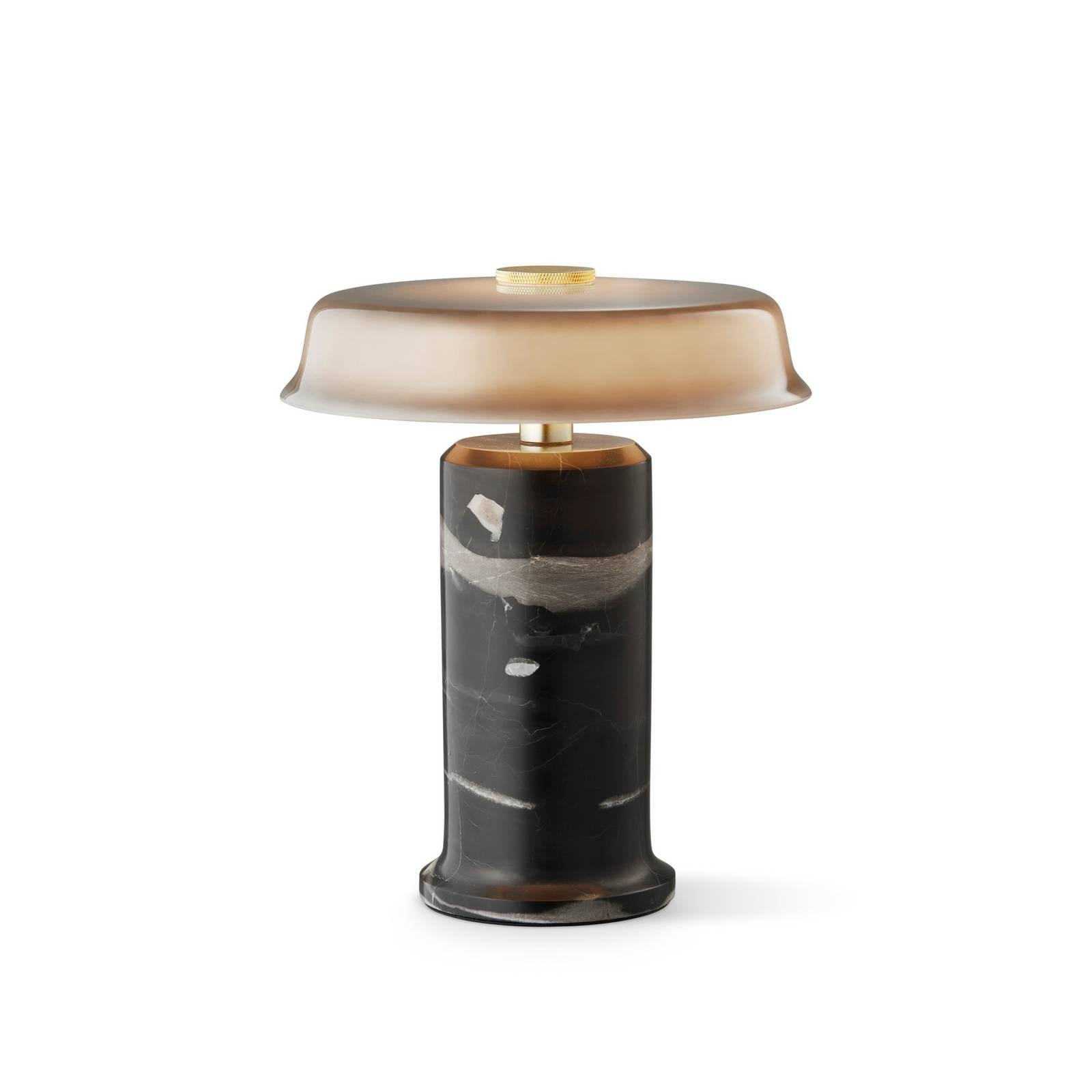 DESIGN BY US Lampe à poser LED rechargeable Trip No. 2, gris cendré/gris, marbre, verre