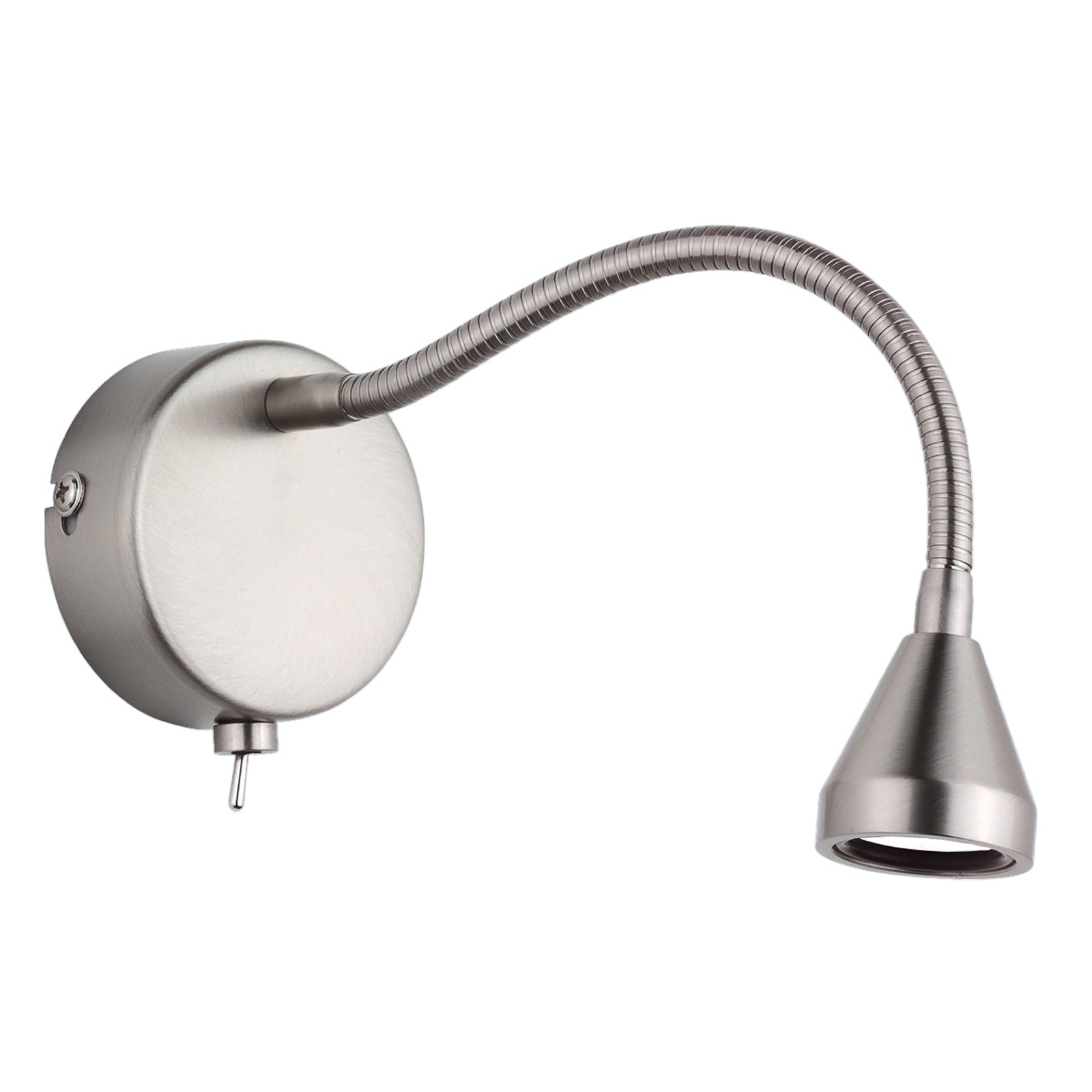 LED wall light Mini, flexible arm, nickel, 3,000K