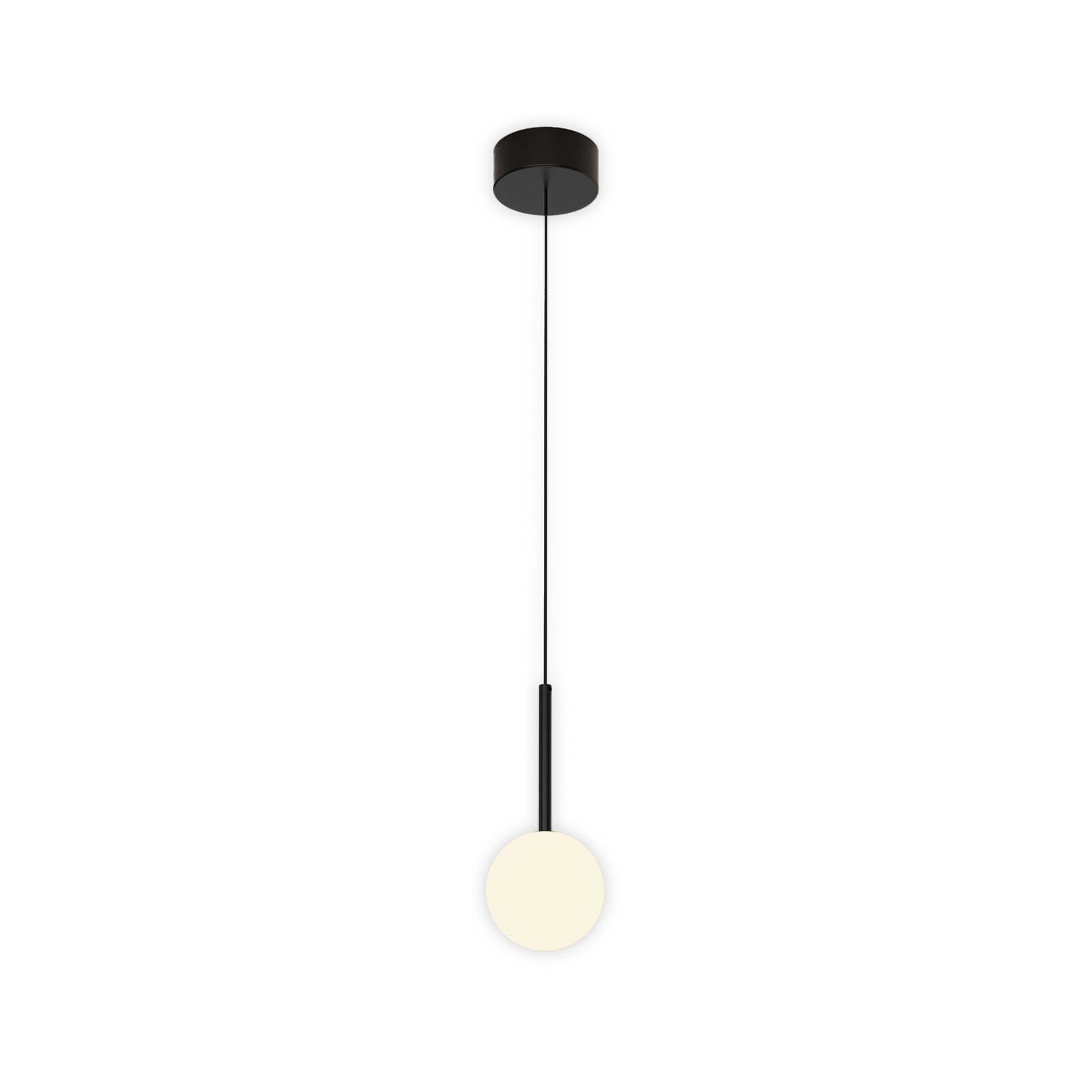 Podrumska viseća svjetiljka, 1 žarulja, željezo, crna, staklo, bijela