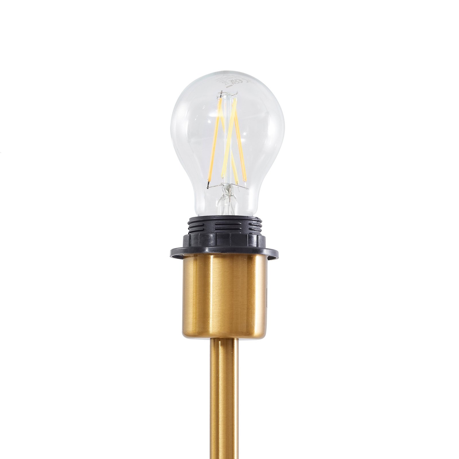 Lindby floor lamp Aliette, gold/amber, glass, reading light