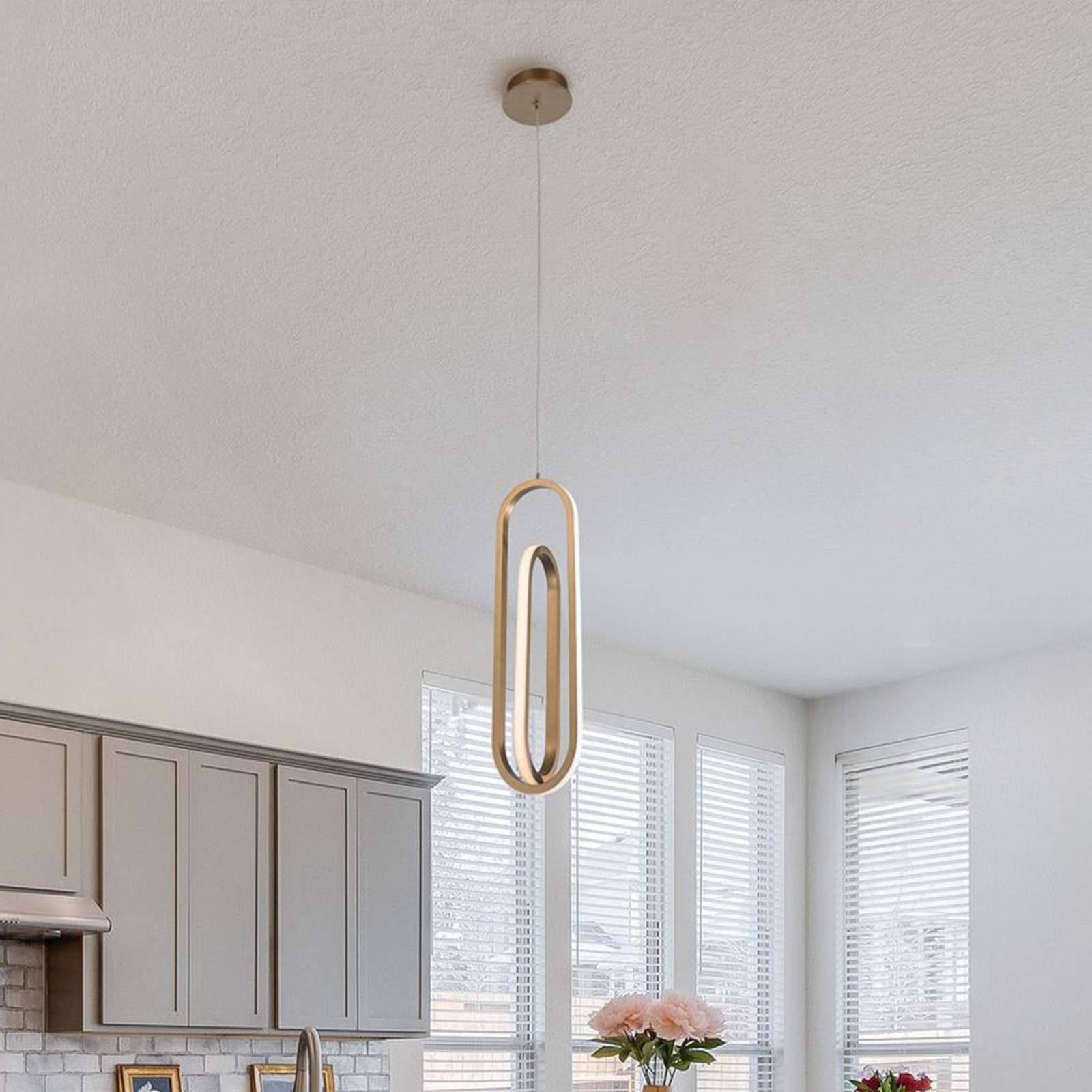 LED-Hängeleuchte DENMARK, gold gebürstet, Ø 21 cm, Metall günstig online kaufen