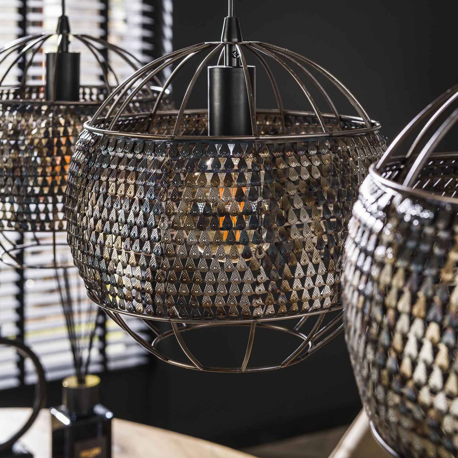 Otwarta lampa wisząca Setengah, 3-punktowa, czarno-brązowa, metalowa