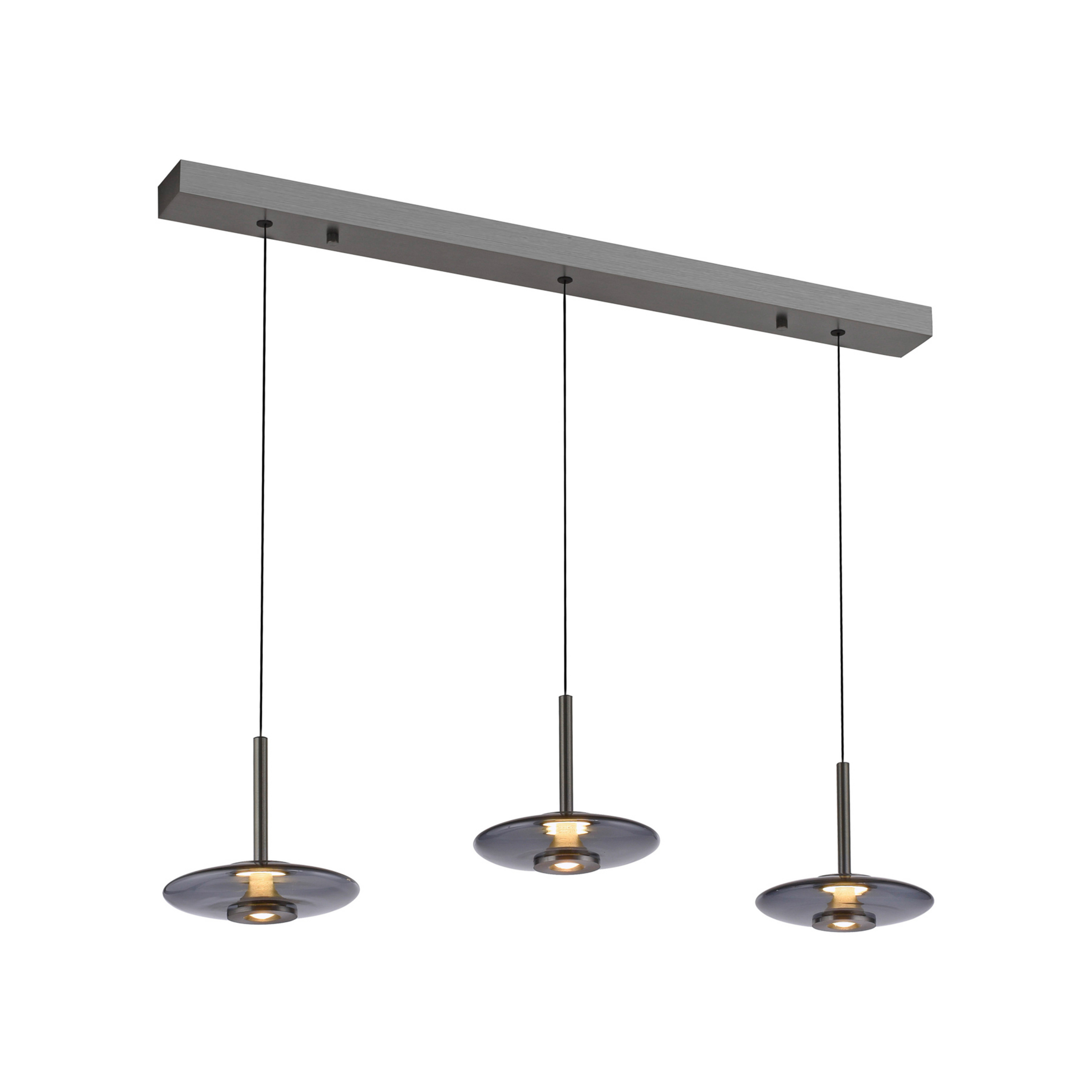 Żyrandol Vitrum LED, szara, szkło/aluminium, 3-punktowa – PURE