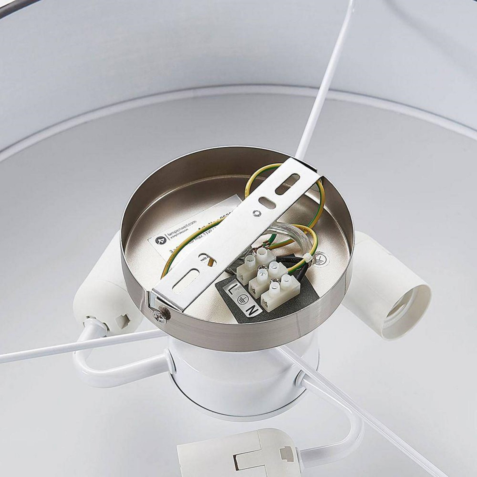 Lindby Deckenleuchte Sebatin, Ø 50 cm, grau, Stoff, E27