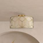 Maytoni Messina ceiling light, Ø 43 cm, beige, linen