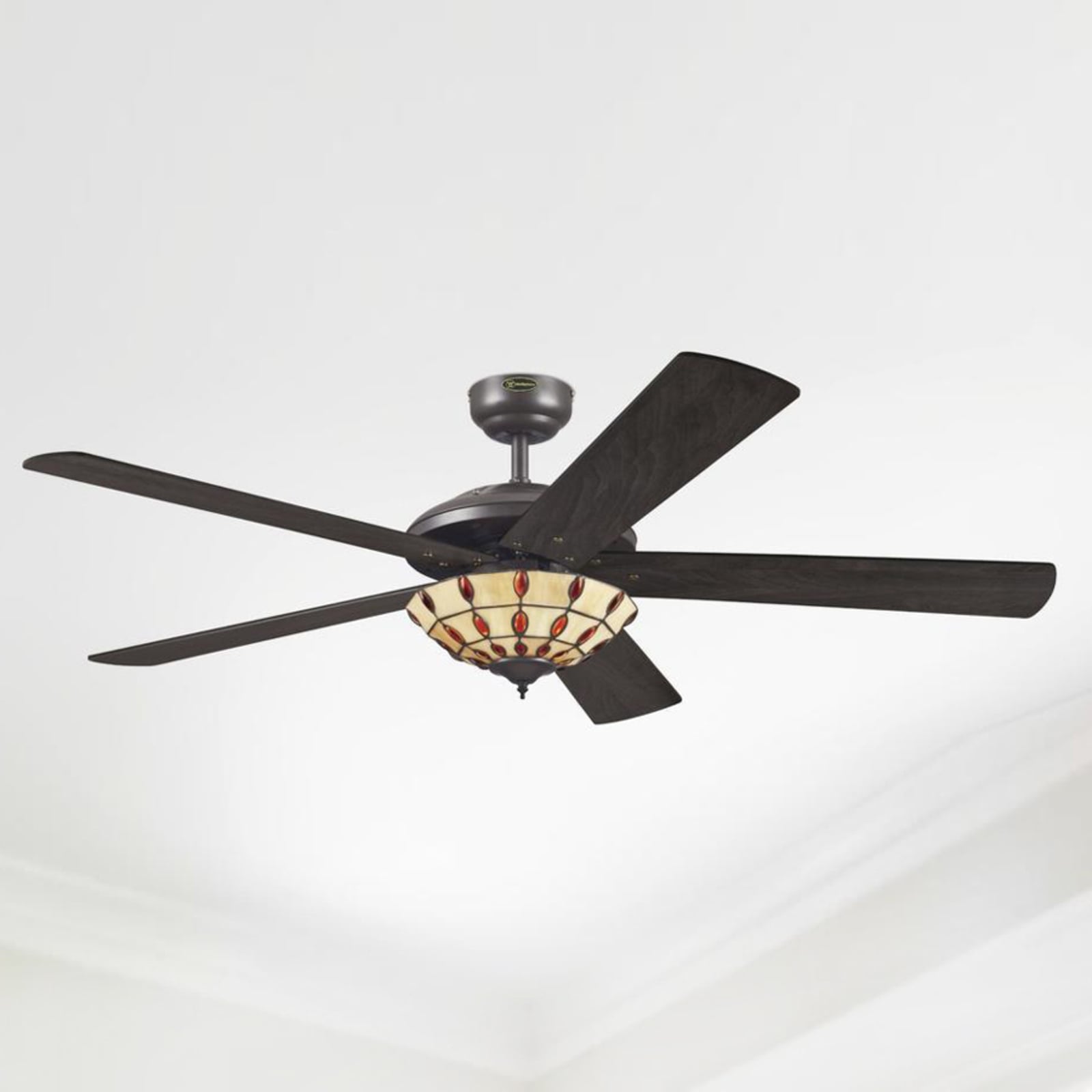 Ventilateur de plafond Comet T avec luminaire Tiffany - Westinghouse Ventilateur de plafond Comet T avec luminaire Tiffany - Westinghouse