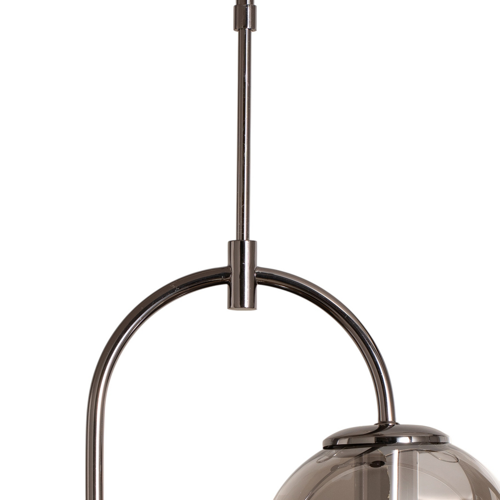 Portemo pendant light, smoky grey/nickel, Ø 37 cm, 2-bulb glass