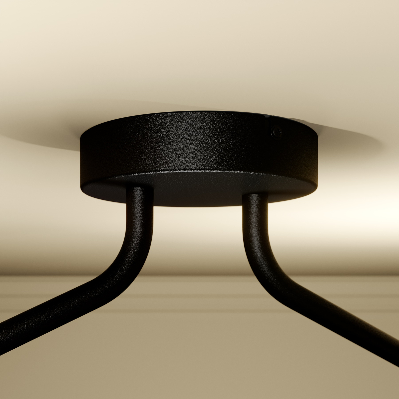 Lucande Carlea plafondlamp, 4-lamps zwart messing