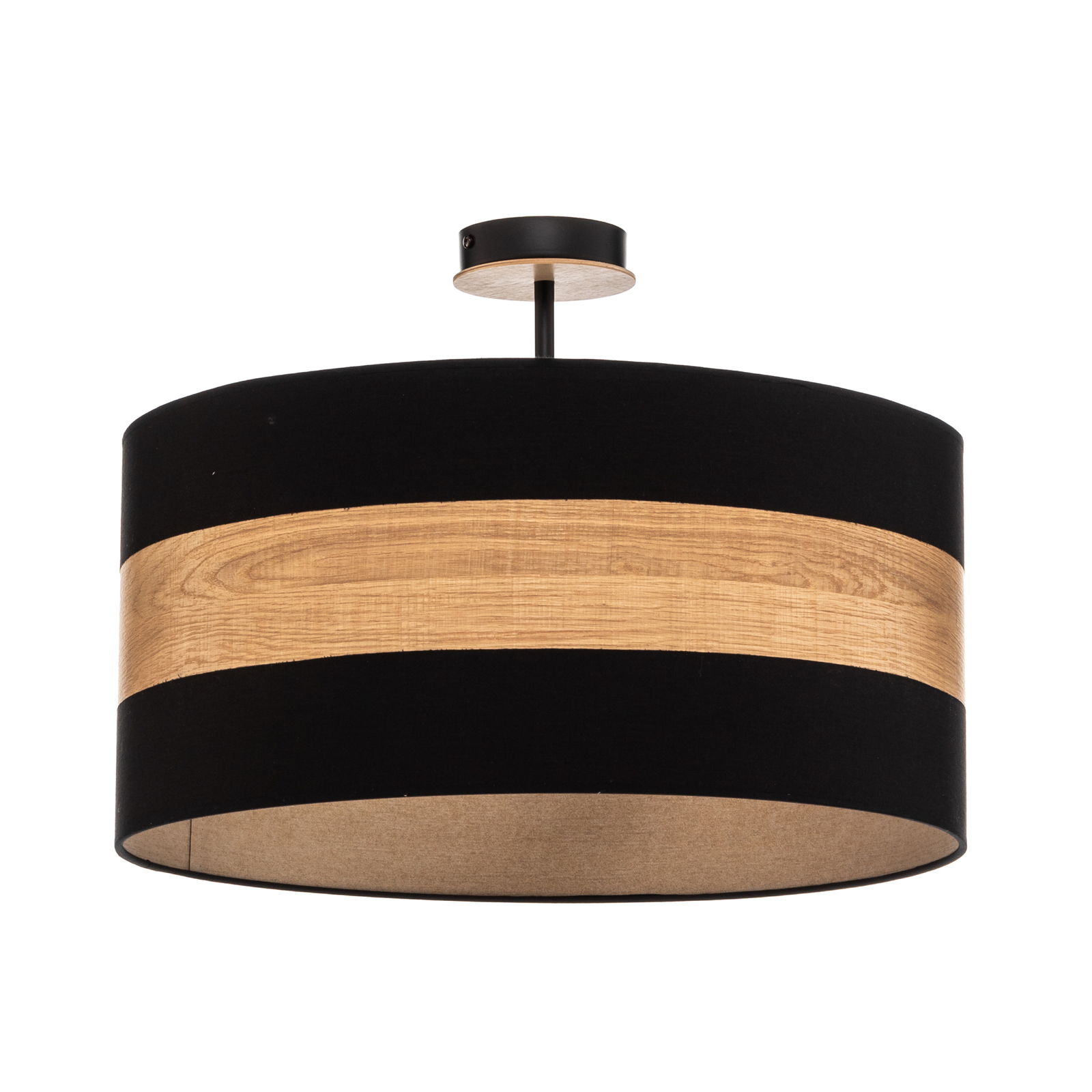 Plafondlamp Terra van hout en textiel, zwart