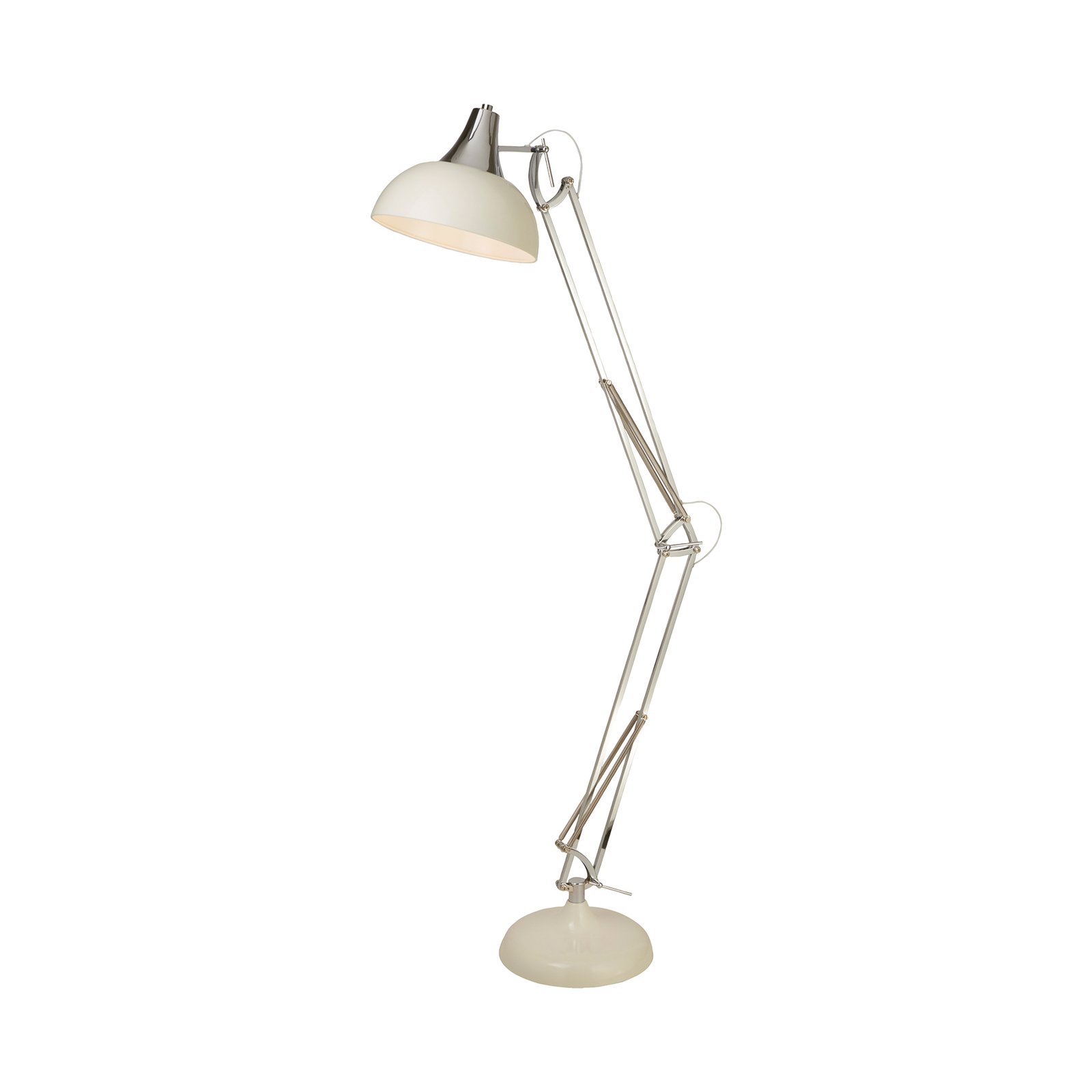 Candeeiro de pé Goliath, creme, metal, E27, 170 cm, ajustável