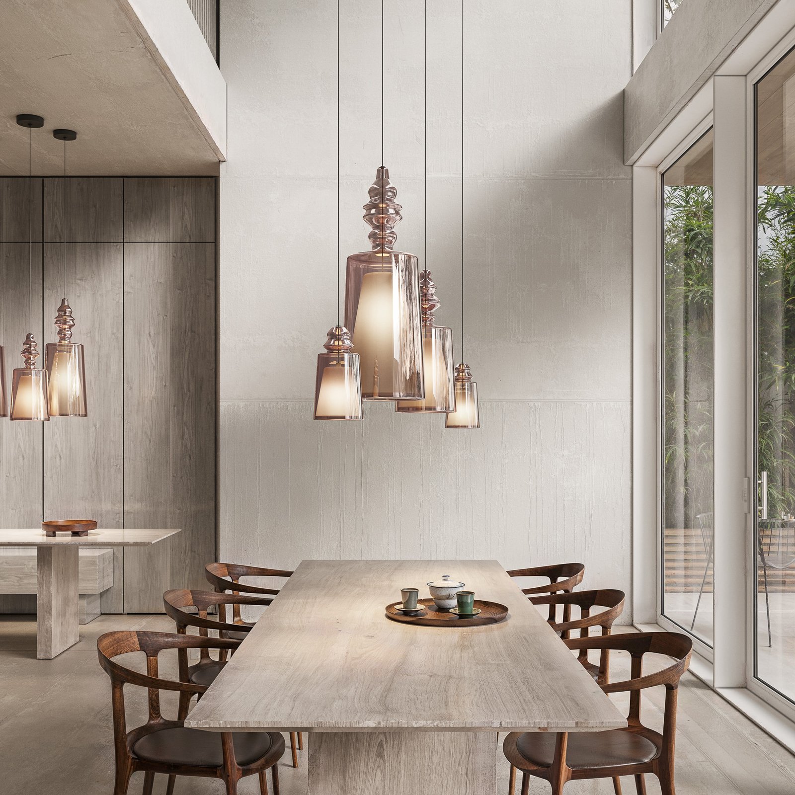 Karman pendant light Alibaglass Big, rose gold, Ø 24 cm