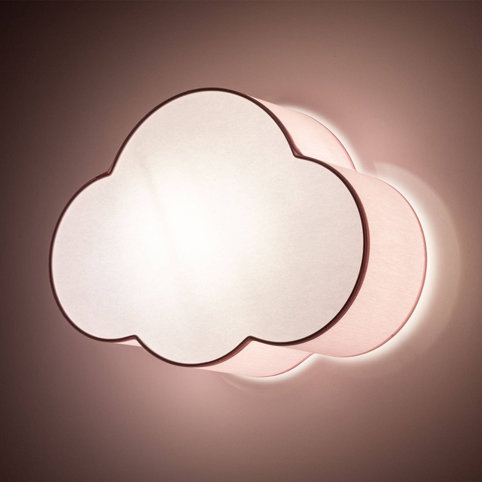 Lampa sufitowa Cloud, różowa, 43 cm długości, tekstylna, chmura, E27