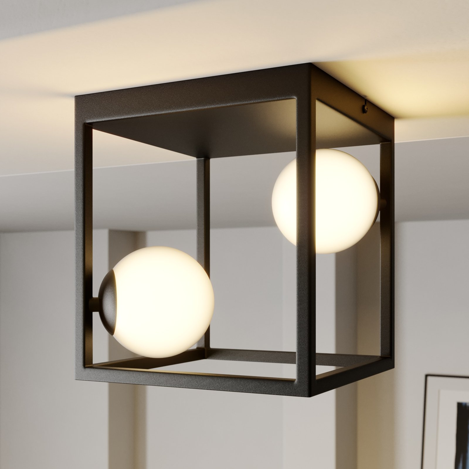 Lampa sufitowa Lindby Utopia, 2-punktowa, szkło, żelazo, 22 cm