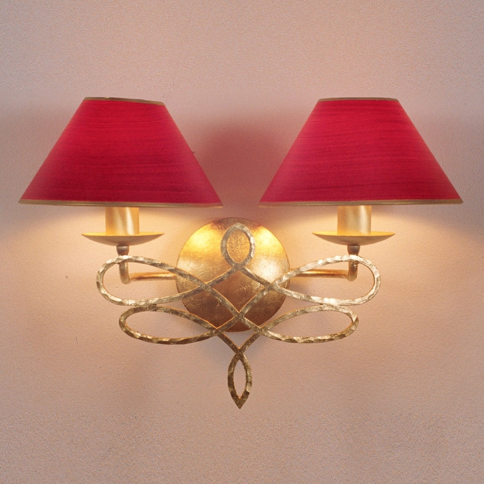 Menzel Sorent - Wandlampe mit roten Schirmen 2flg.