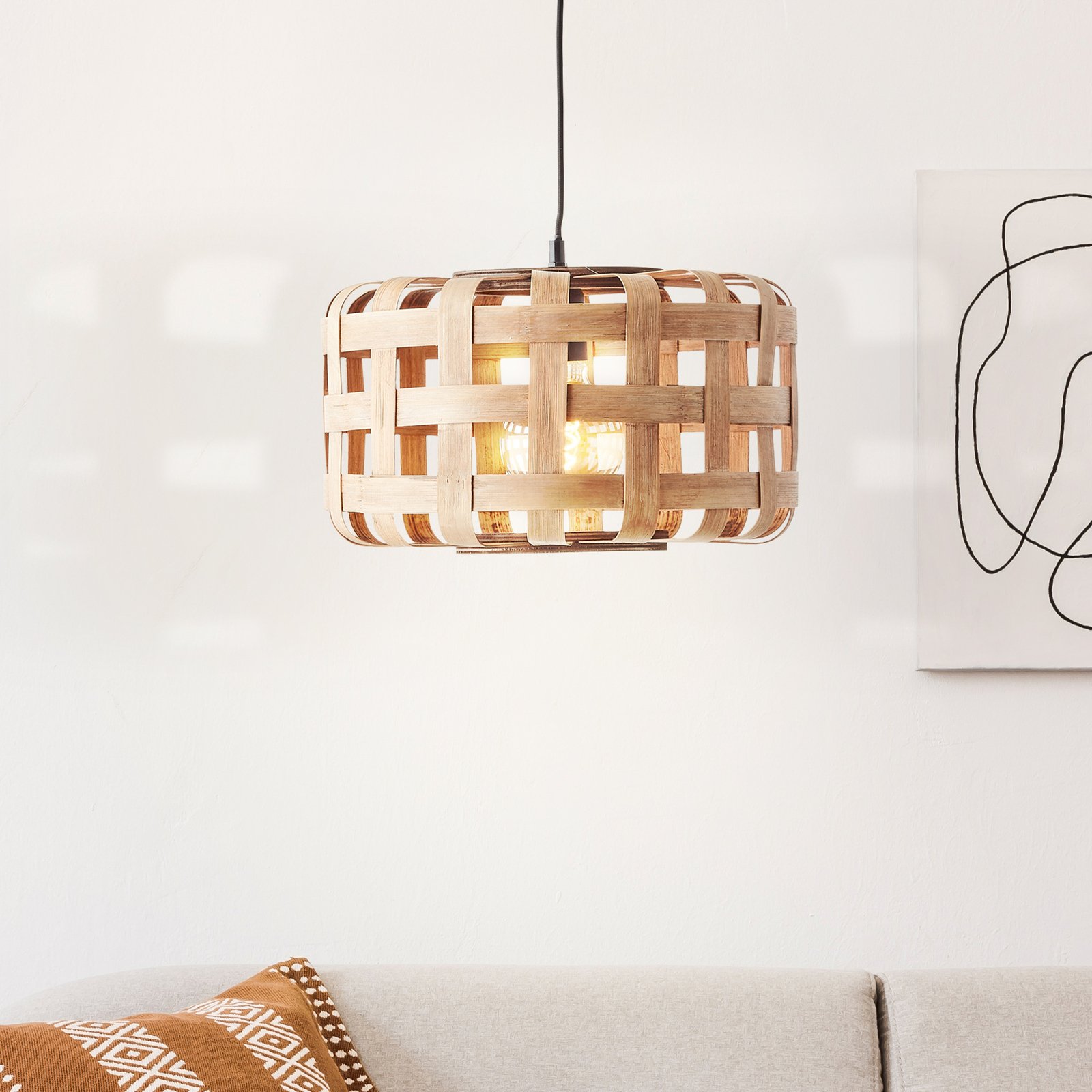 Woodline hængelampe, bambusskærm, 1 lyskilde
