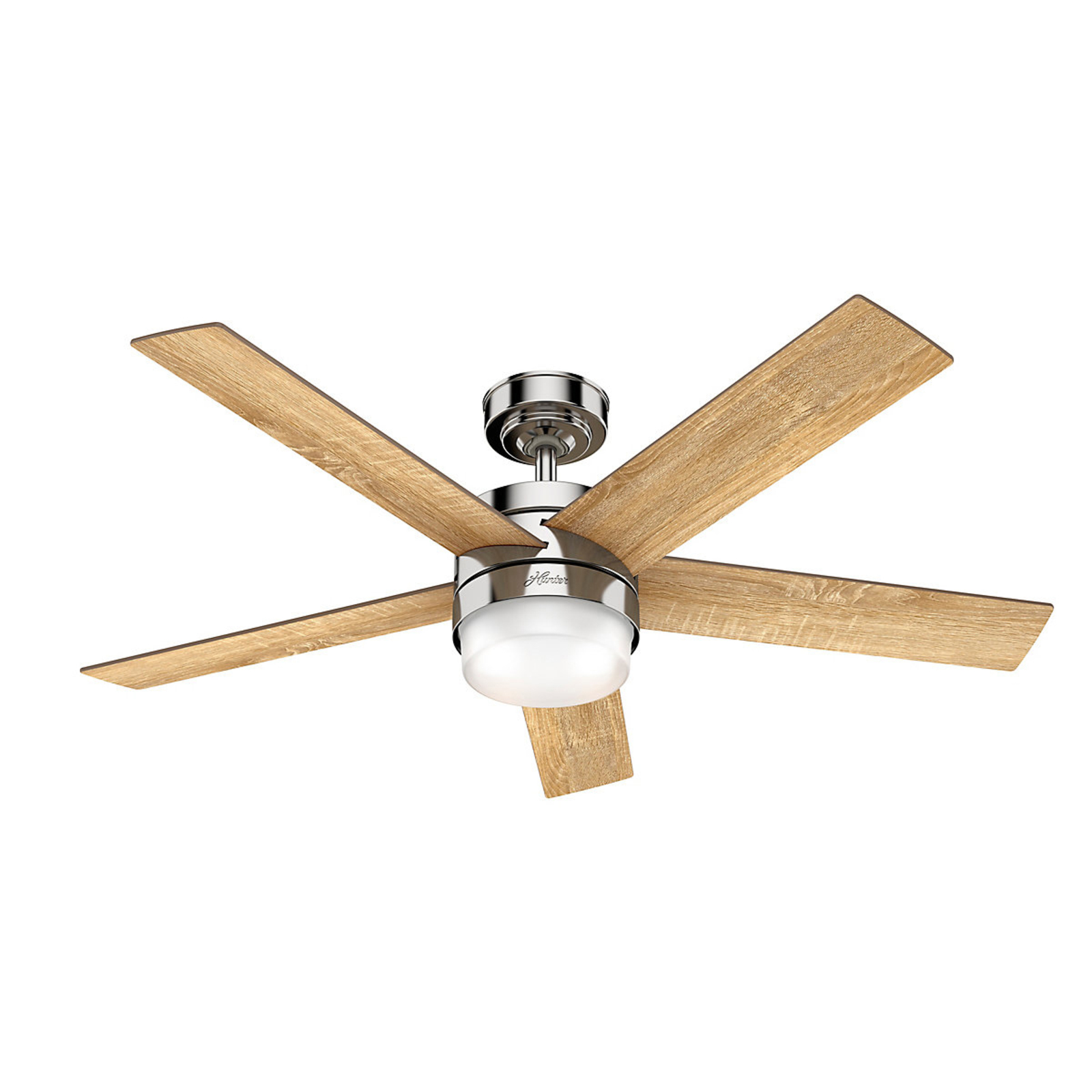 Hunter Claudette ventilateur avec lumière chêne/nickel