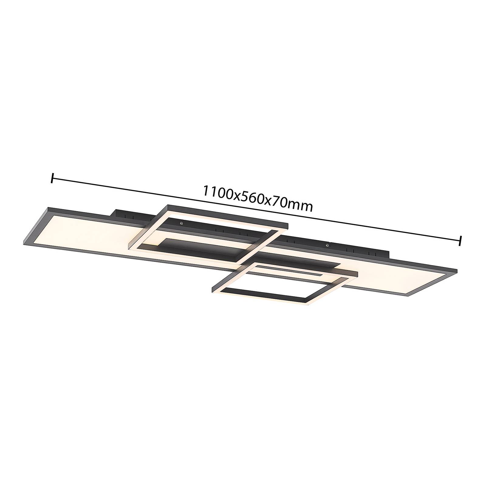 Lucande lampa sufitowa LED Narumi, CCT, 110cm, czarny, aluminium