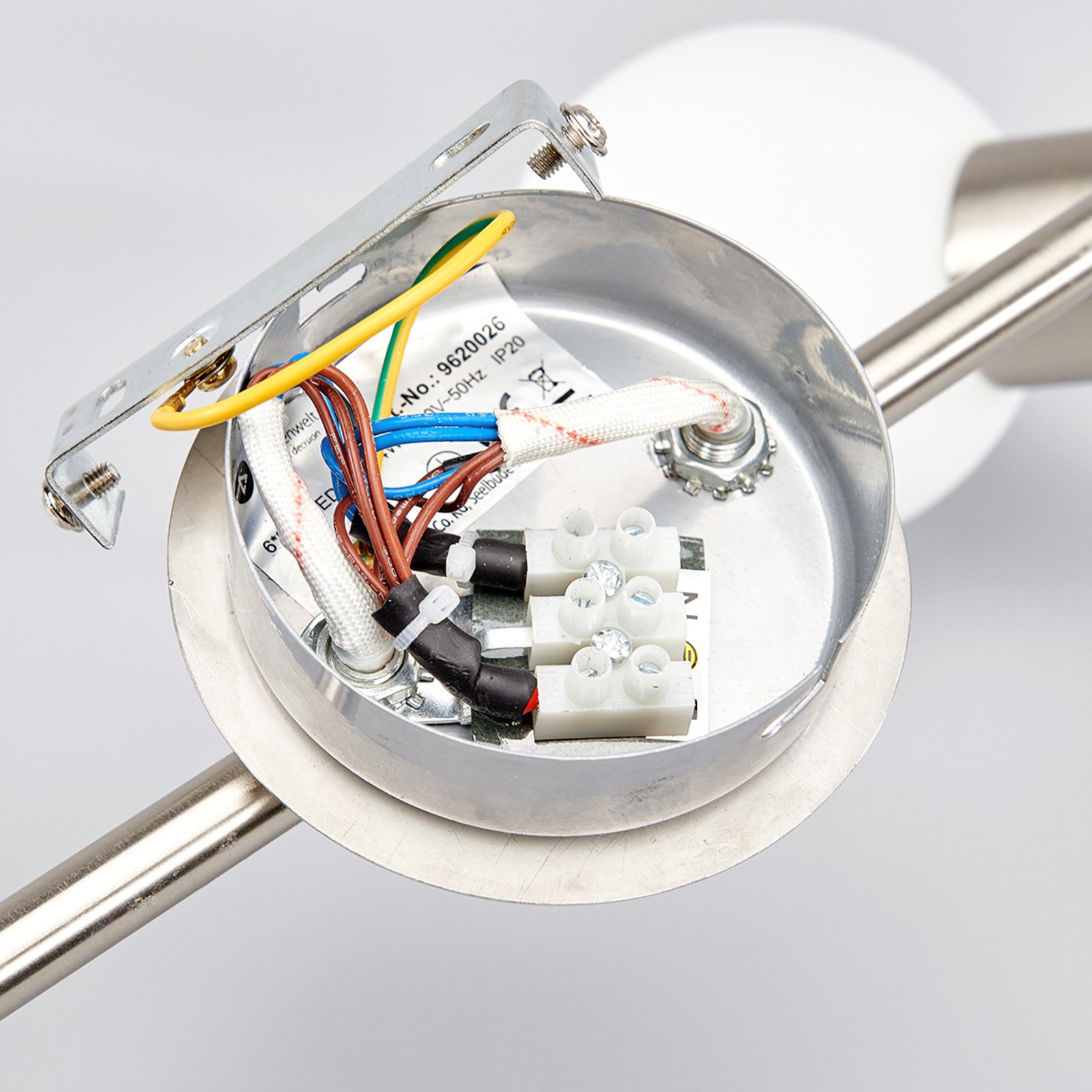 Elaina 6 Plafondlamp Nickel/Opal - Lindby