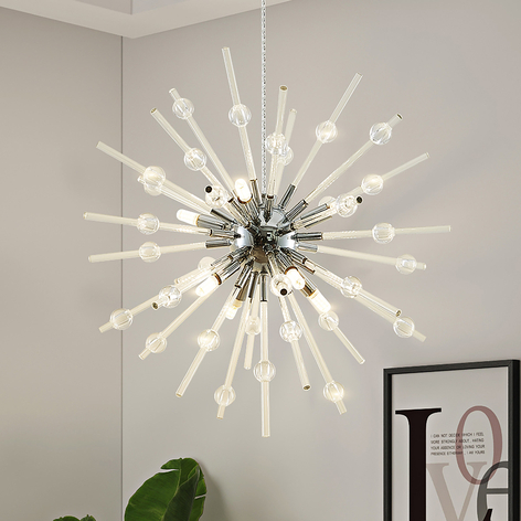 Lucande Kirai lampada sospensione di vetro, 8 luci
