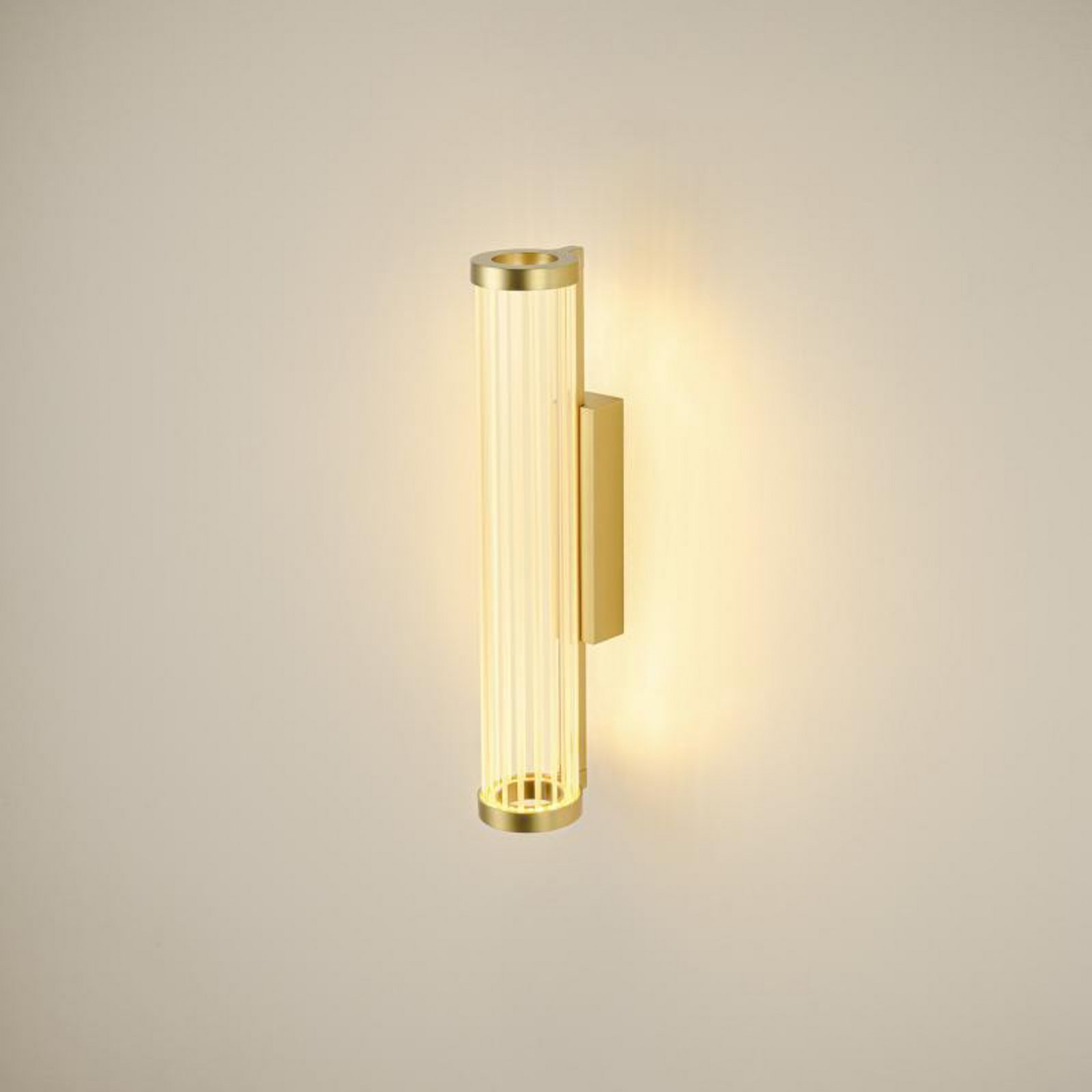 SLV LED-Wandlampe Quimera, messingfarben, Höhe 41 cm, CCT