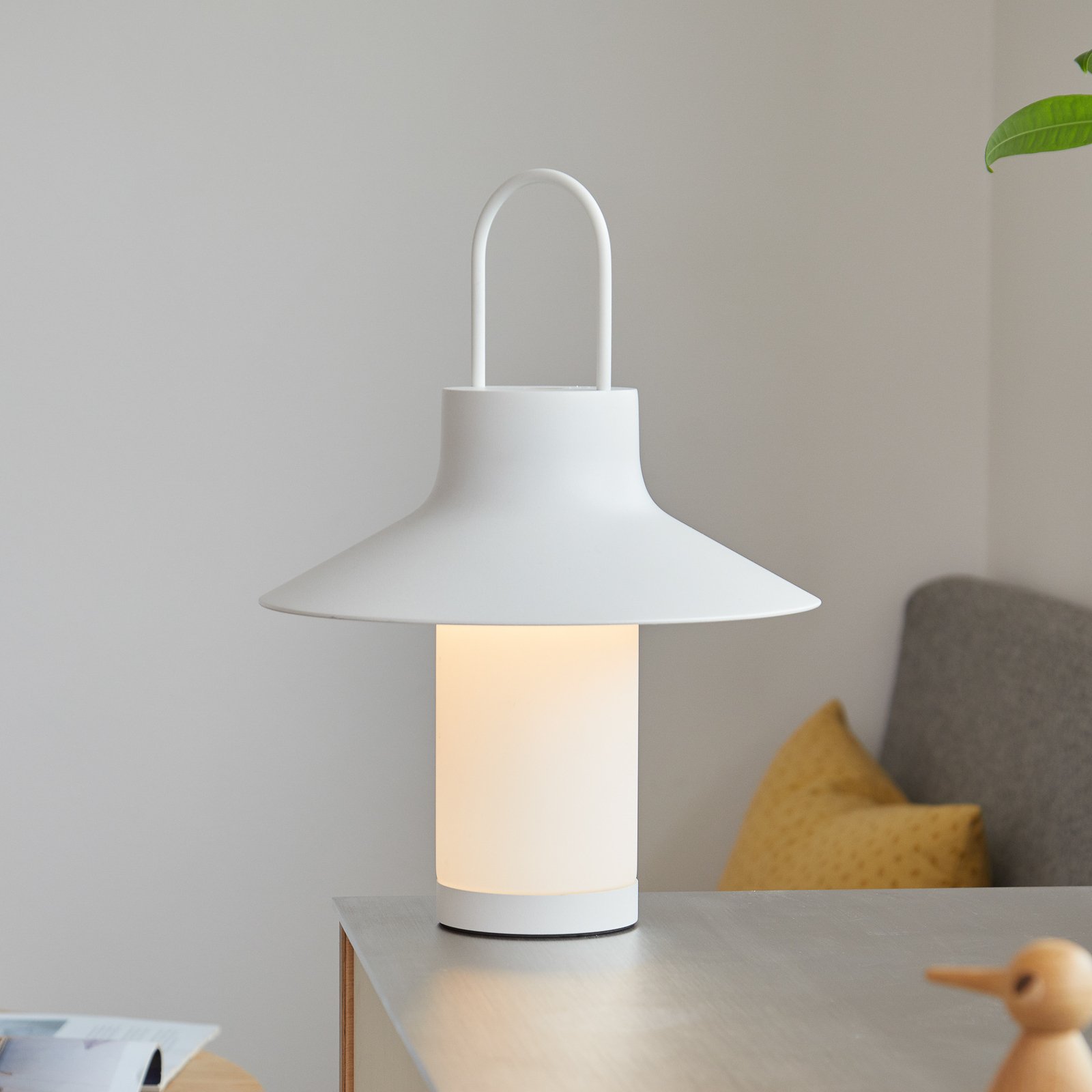 LOOM DESIGN LED dobíjacia stolová lampa Shadow Large, biela, IP65